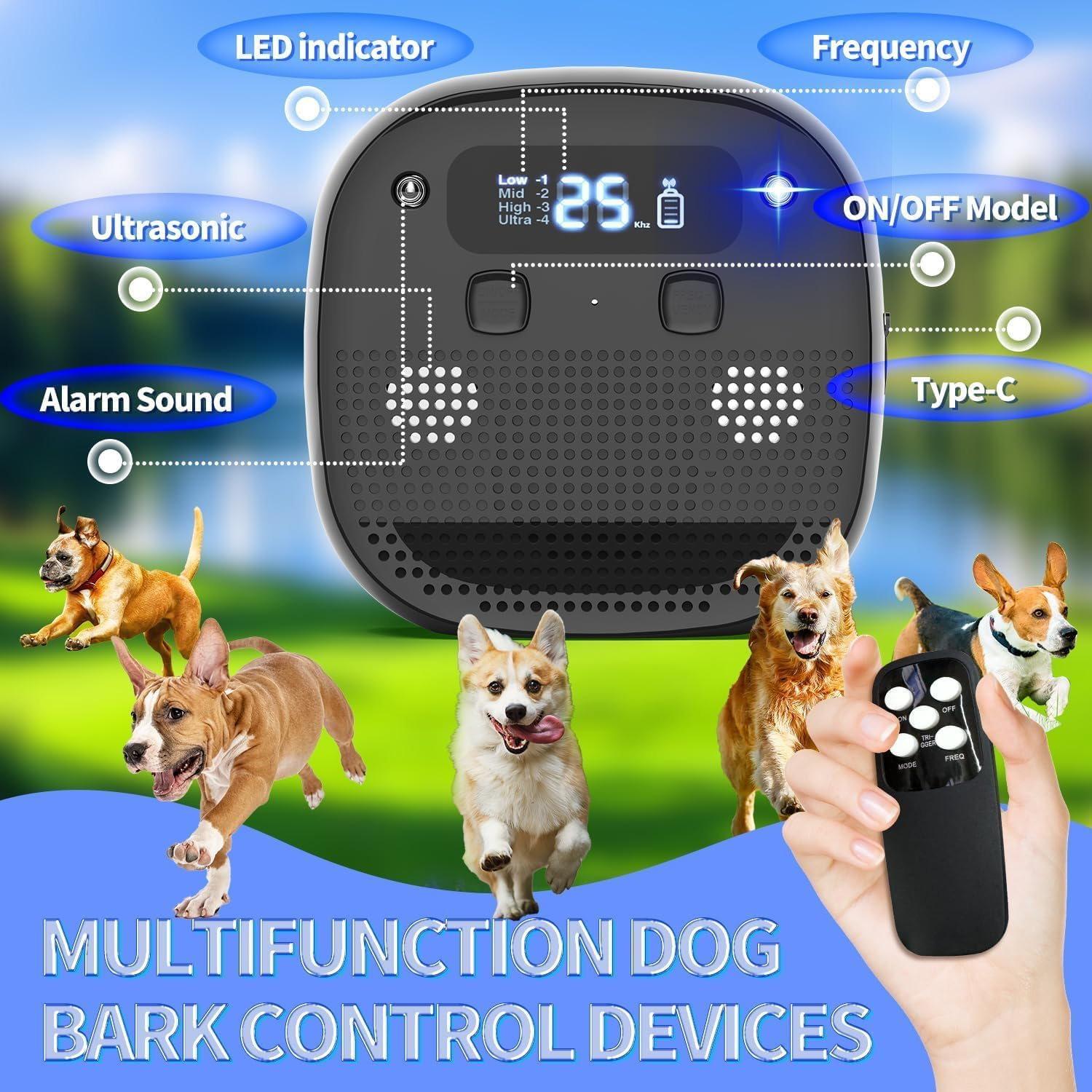 Dog Barking Device,Rechargeable Ultrasonic Dog Bark Control Device - Waterproof, 60Ft Remote, Adjustable Modes & Frequencies for Indoor & Outdoor Use image number 1