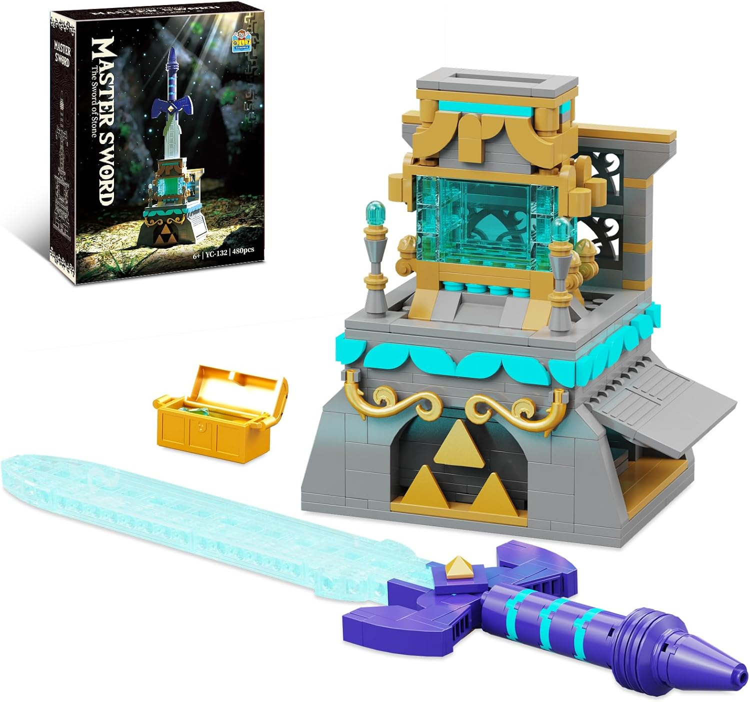 BOTW the Master Sword Glowing Building Block Set，Compatible with  Link&rsquo;S Sword Toy Set for Adults Boy Fans Kids Ages 6-12 Year Old（498Pcs）