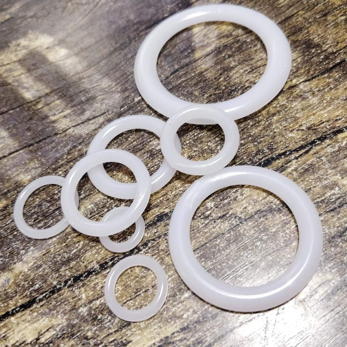 123Pcs O Rings DIY Crochet Circle Hook Sewing Accessories Tool for Crafts, Manual Handbag, Dorset Buttons, Napkin Box, Car Seat Cushion - 8 Sizes White Plastic Curtain Ring image number 5