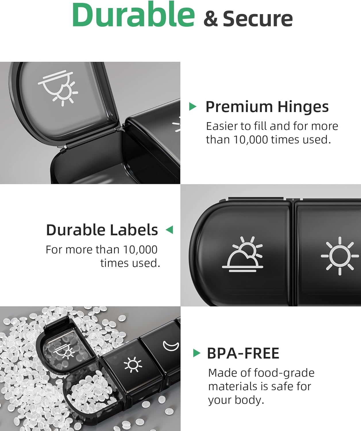 Weekly Pill Organizer 4 Times a Day with a Business Stylish Bag, PULIV Portable Pill Box 7 Day with 28 Compartments for Men, Removable Pill Sorters to Store Vitamin, Medication, Fish Oil, Supplements image number 1