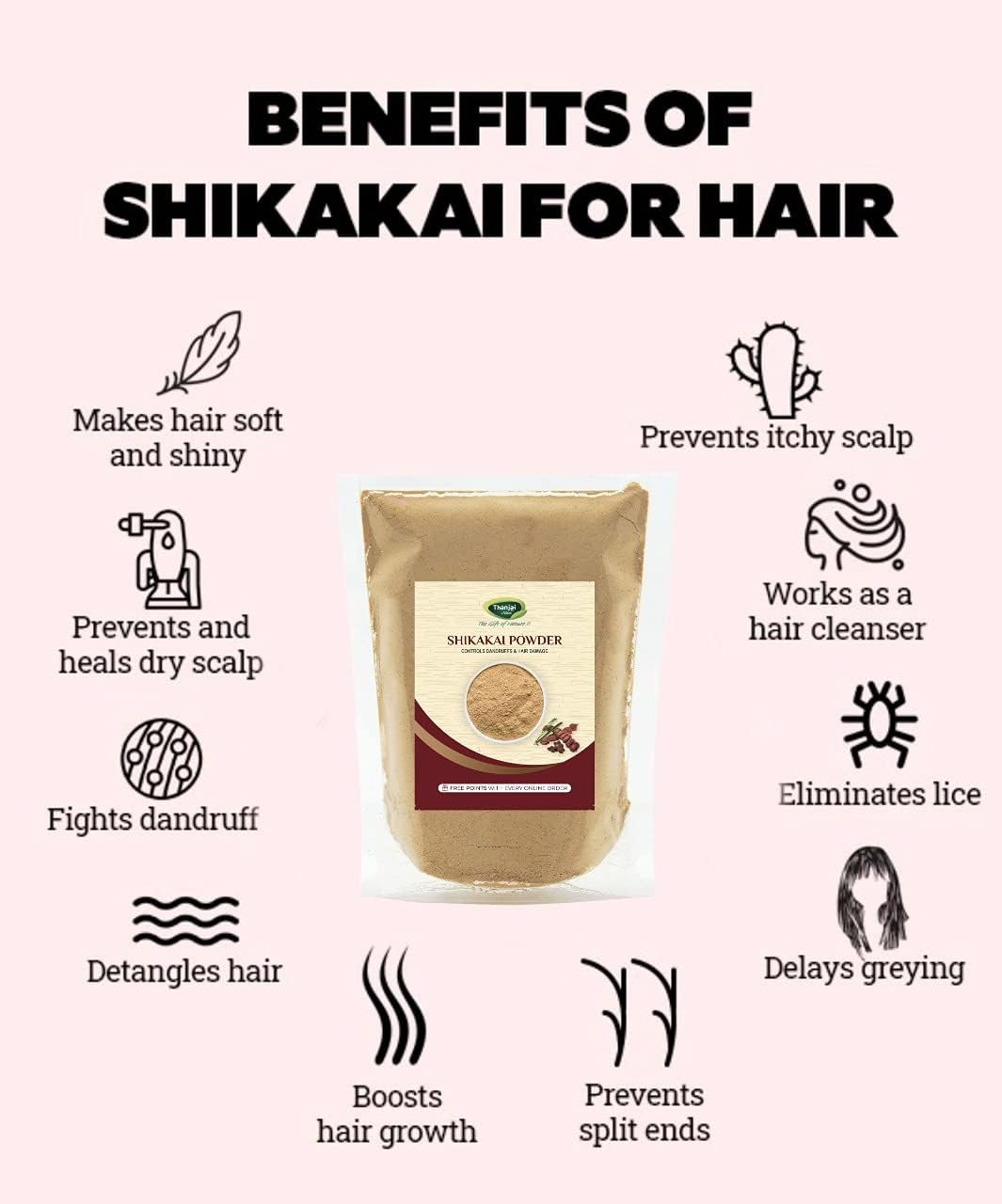 Thanjai Natural Shikakai Powder (Acacia Concinna) 250Gm | Natural Hair Cleanser | Hair Pack Powder for Damaged & Weak Hair | Rejuvenates & Refreshes Scalp - 100% Pure & Natural