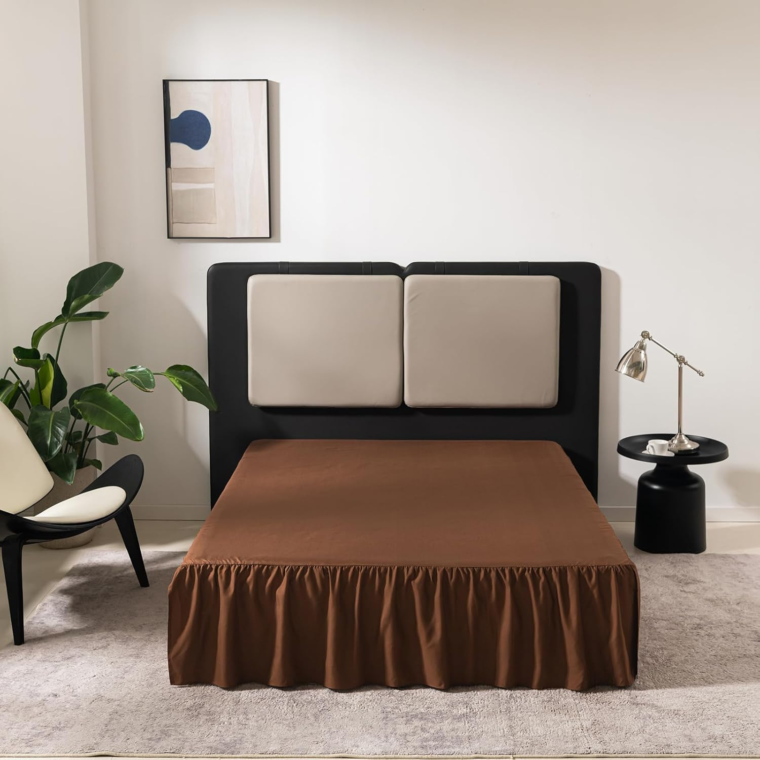 Black Bed Skirt Queen Size Ruffled Bed Skirt with Split Corners, Queen Bed Skirt 12 Inch Drop, TSUTOMI Queen Size Bed Skirt Black for Ruffled Bed Skirt with Split Corners, Bed Skirt Queen Size image number 5