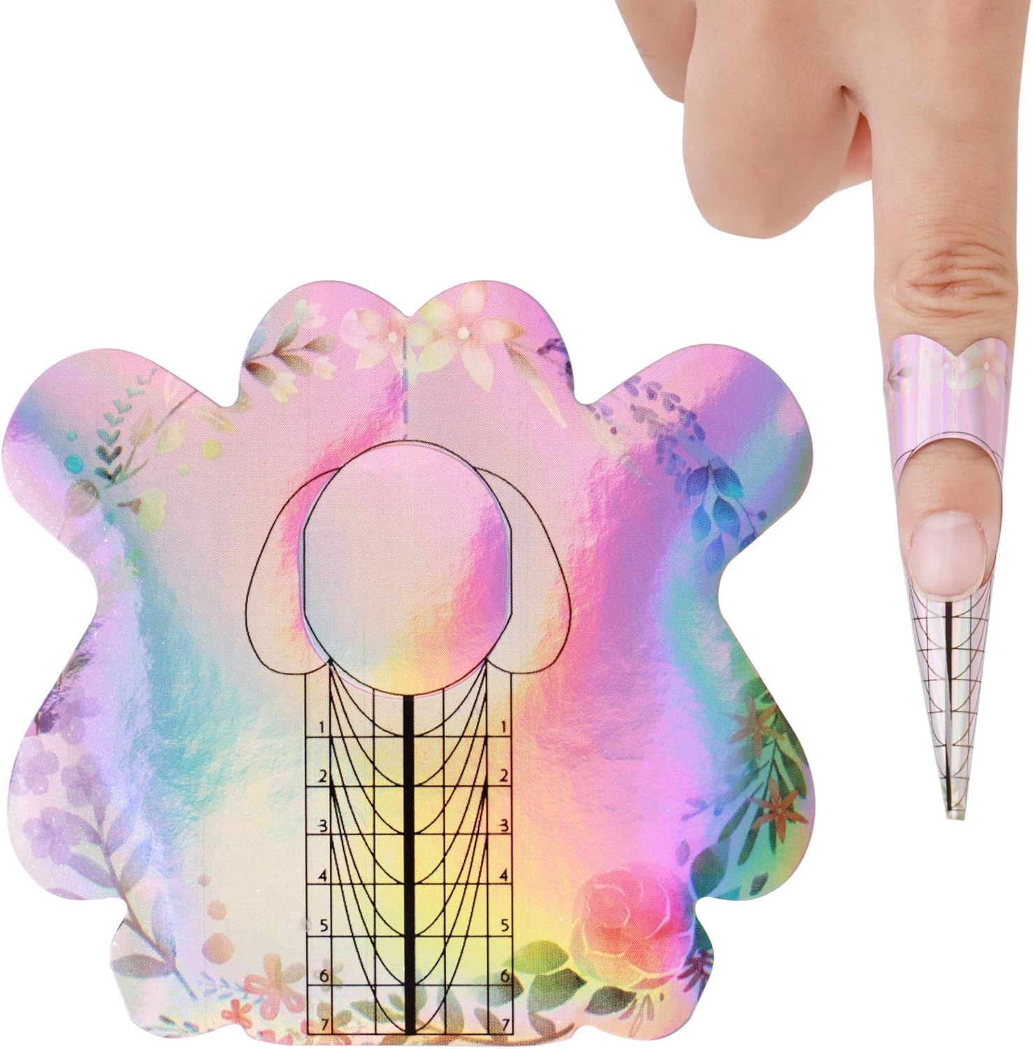 BNG Nail Extension Tips Shapes Guide Sticker Professional Nail Shapes French Acrylic UV Gel Tips Builder Stencil Manicure Tools Reusable Colourful