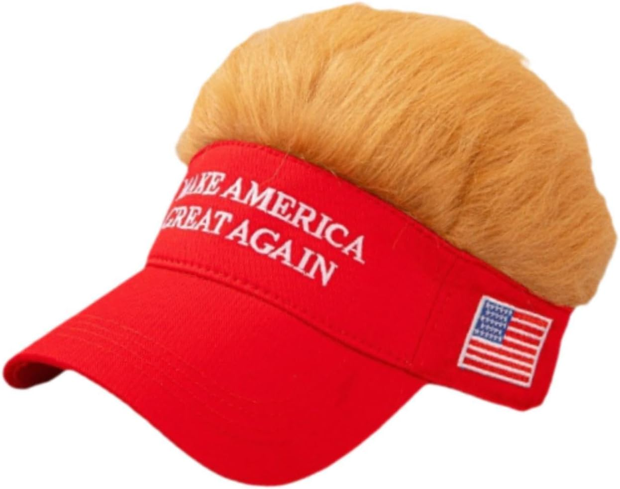 Ａ Aternee Adjustable Men Trump Hat Make America Great Again with Hair, Baseball Cap Sun Hat,Decoration Funny,Novelty Wig Cap,Visor with Hair for Sports,Adults,Outdoor Activities Red image number 5