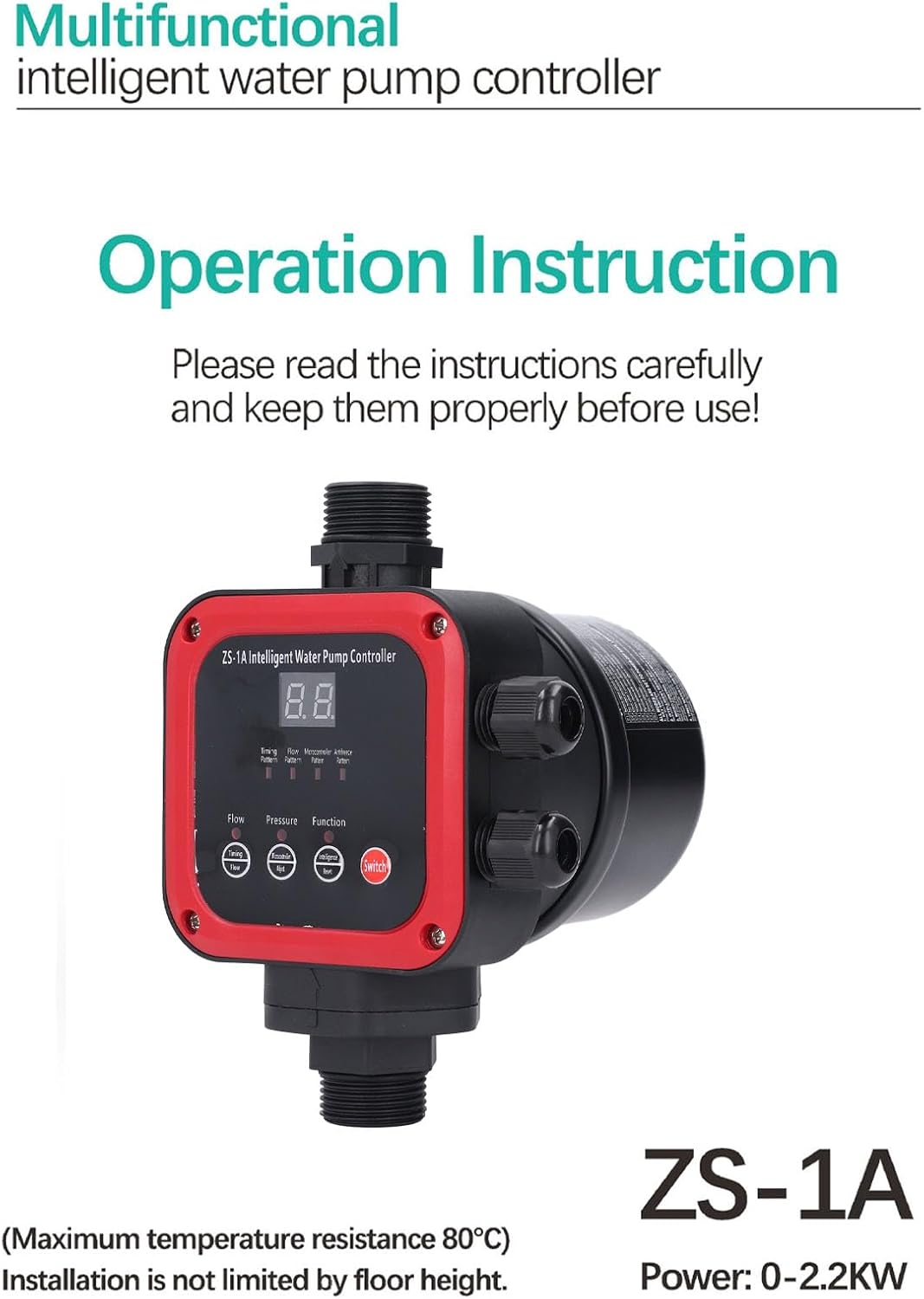 Smart Pump Controller, 10 Bar Automatic Pressure Switch, Adjustable Electronic Switch Controller with 5 Modes for Garden Pump, Jet Pump, Well Pump, Self Priming PUM image number 6