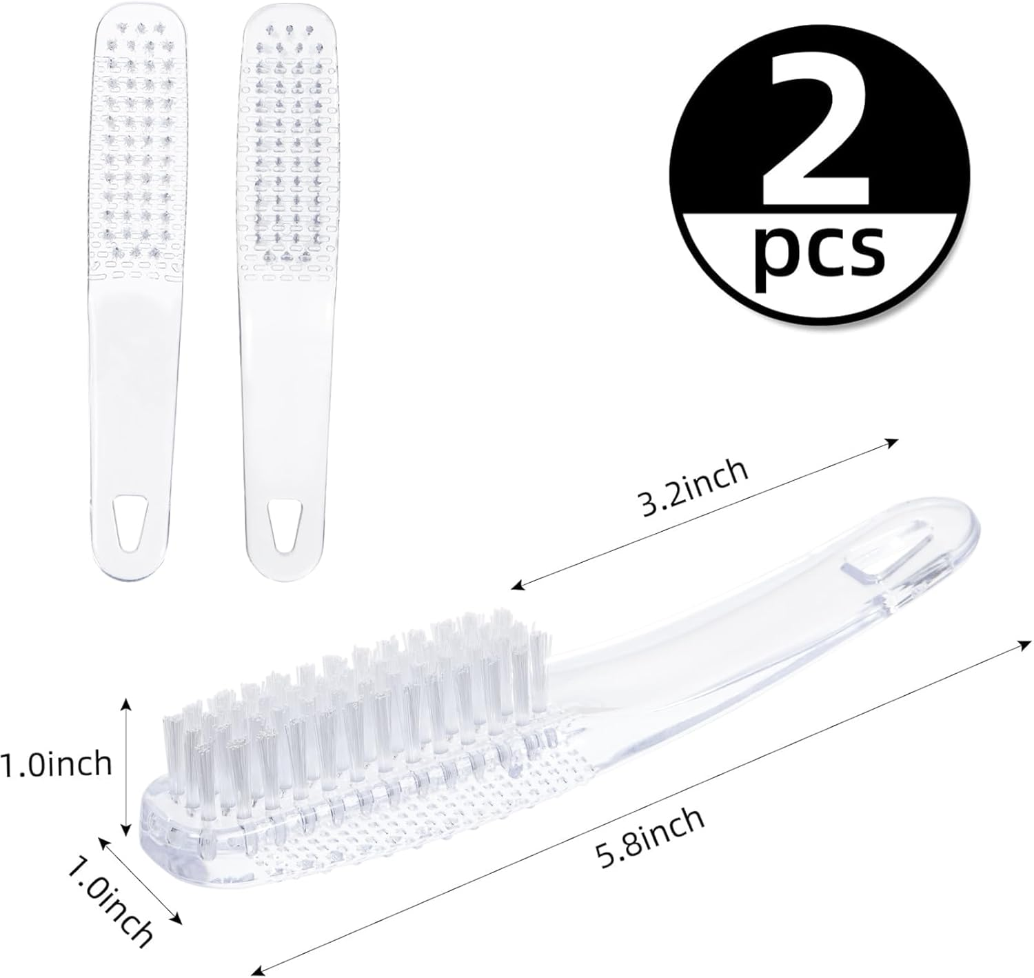 Yebeauty Nail Brush for Cleaning Fingernails Clear, 2 Pack Fingernail Brush Hand Scrub Cleaning Nail Brushes with Case Plastic Hand Finger Toes Scrubbing Brush, Pedicure Nail Scrubber - Pink image number 3