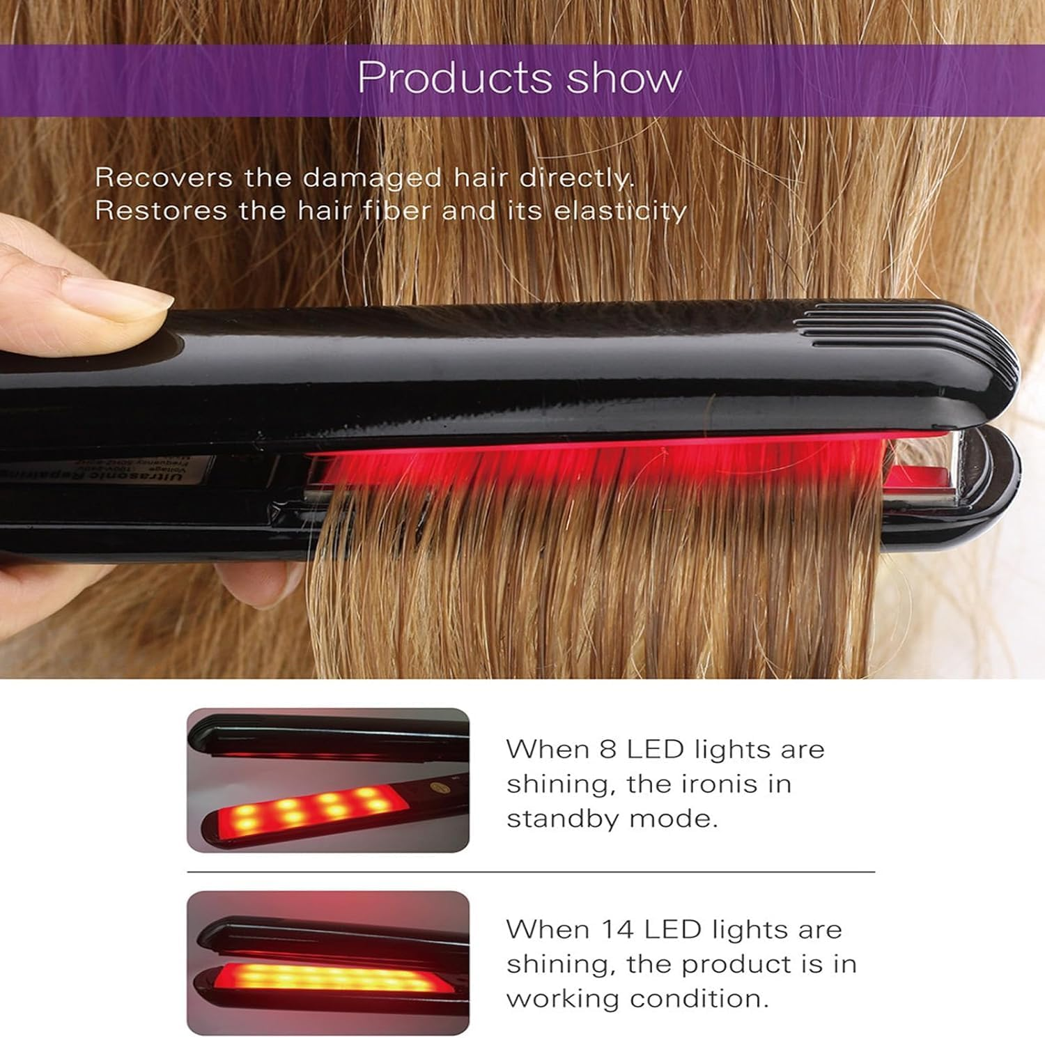 Auraleus Cold Iron Hair Infrared, Auraleus Cold Iron.Infrared Hair Straightener,Auraleus Hair Cold Iron - White image number 4