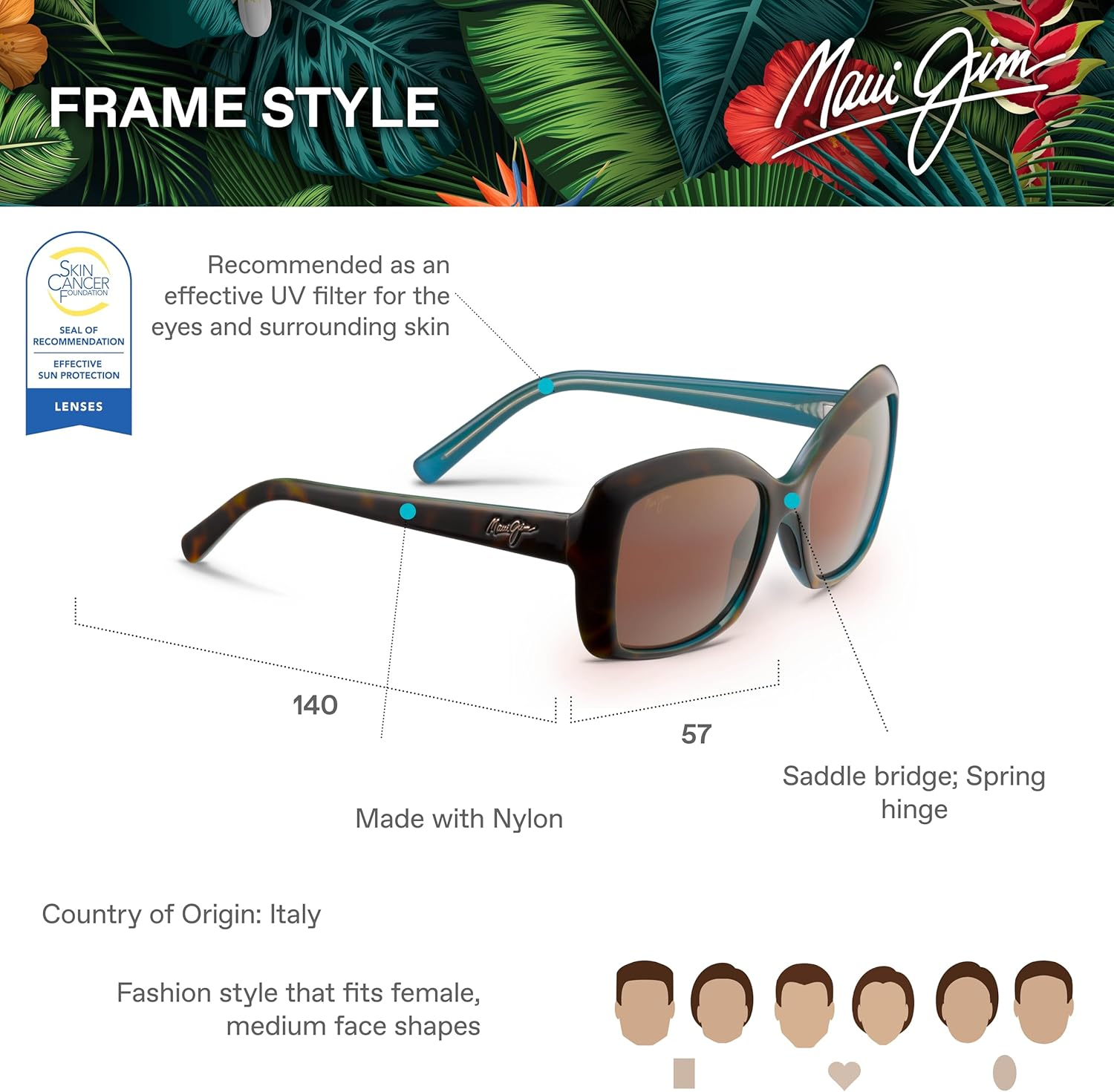 Maui Jim Women'S Orchid Polarised Sunglasses - Tortoise/Raspberry image number 4