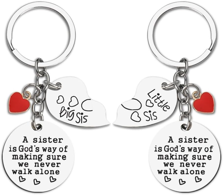 Little Big Sister Gifts for Women Sister Chritstmas Birthday Gifts for Sis Sister Key Chain a Sister Is God'S Way of Making Sure We Never Walk Alone Sister Keychain for 2 Sisters Long Distance Gift