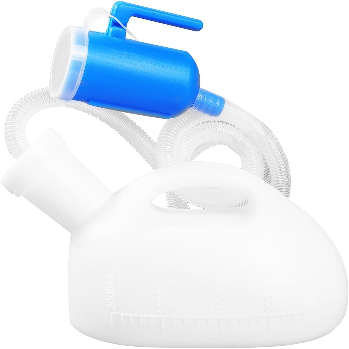 ENLUNTRA Portable Urinal for Men 2000 Ml，Reusable Pee Bottle for Men 60" Long Hose with Lid, Urinal for Men Spill Proof Nighttime for Men for Hospital Incontinence Elderly, Travel, Car, Truckers, White image number 5