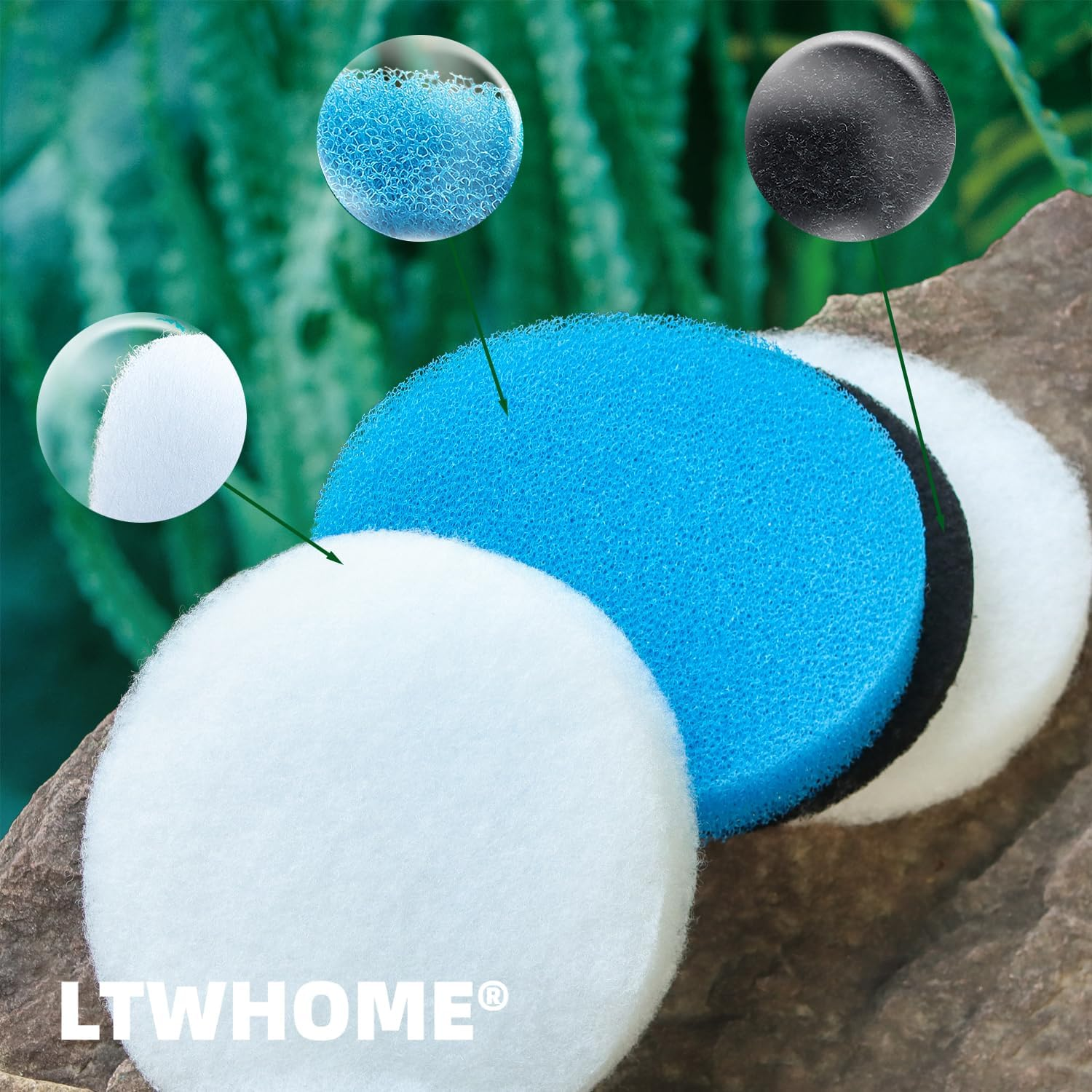 LTWHOME Value Pack of Carbon, Coarse and Fine Filter Pads Set - Suitable for Eheim Classic 2217/600 2616175 (Pack of 24) image number 4