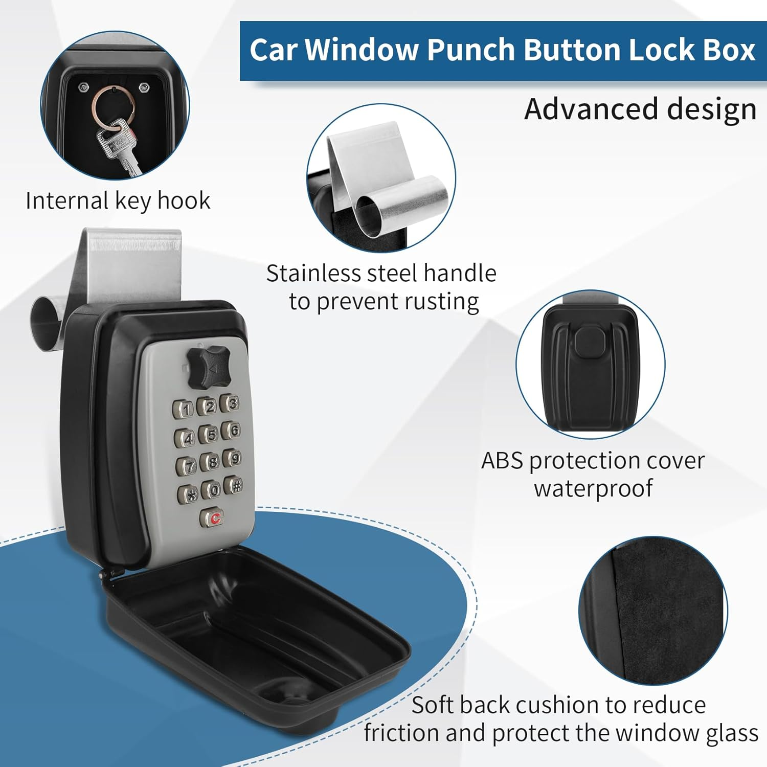 2024 Upgrade SL-591 Car Window Lock Box, Car Key Lock Box, Car Lock Box, Car Window Punch Button Lock Box, Vehicle Window Lock Box, Lock Boxes for Car Fit for Ride Share, Turo, Getaround image number 1
