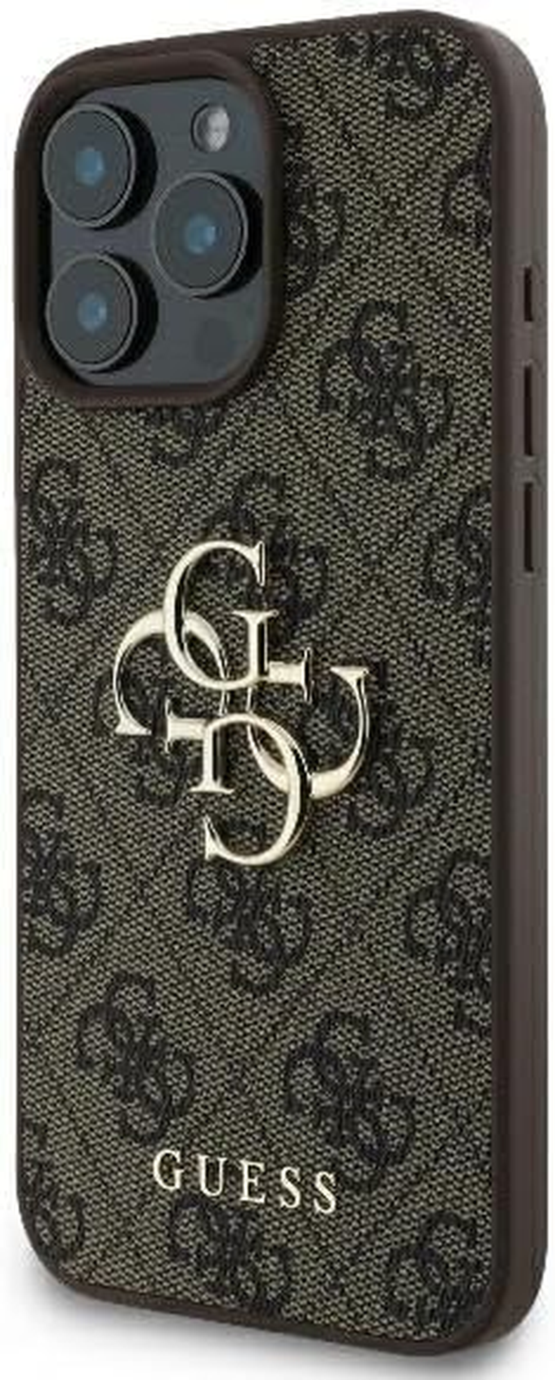 Guess Phone Case [Official Licensed] by CG MOBILE | PU Leather Case with 4G Big Metal Logo | Shock Absorption Protective Case/Cover Compatible with Iphone 16 Pro Max (6.9-Inch) 2024 - Brown