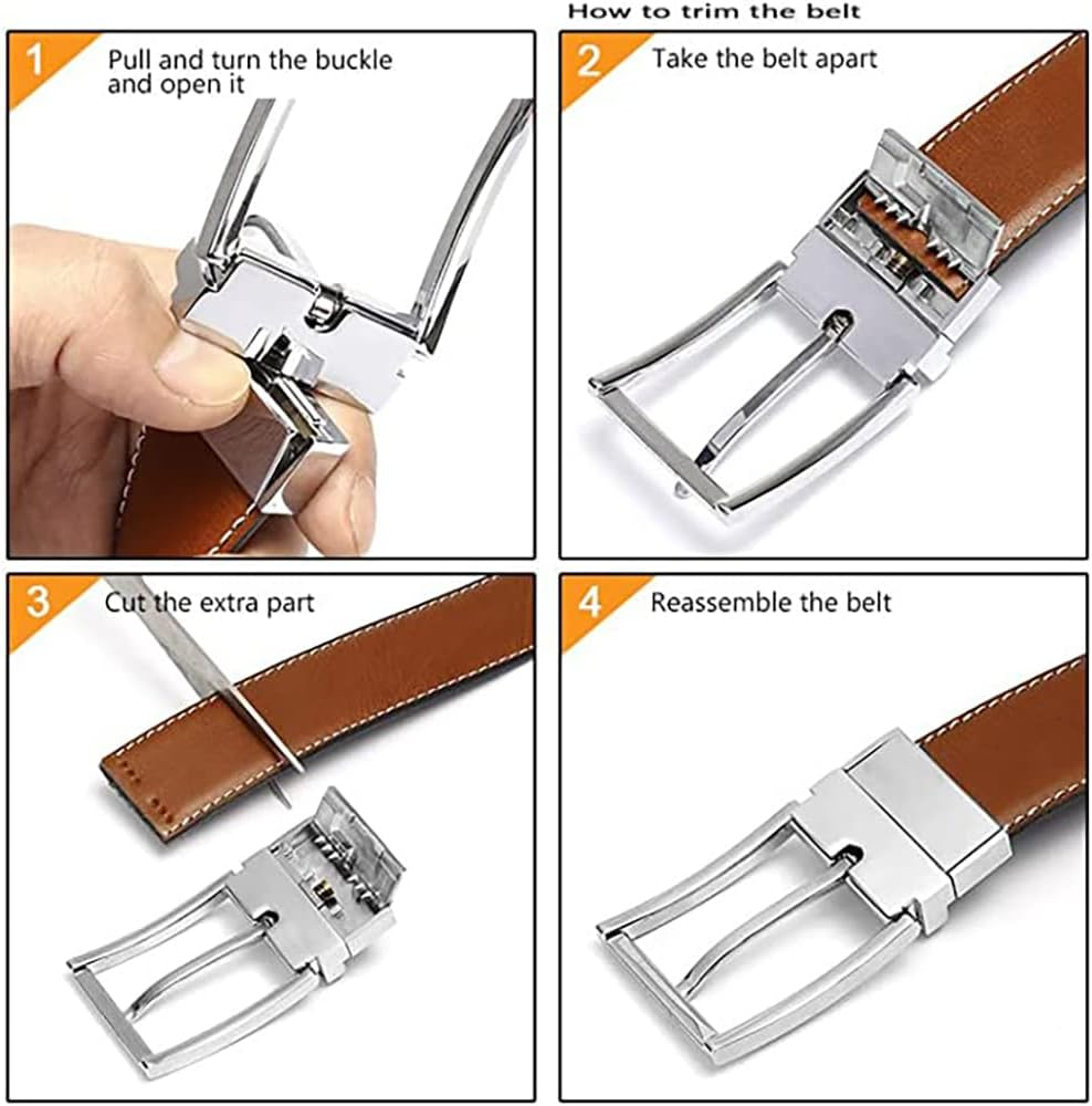 Mens Reversible Leather Belt, Wetoper Leather Belts for Men 1.3" Wide with Rotated Buckle Great for Jeans,Casual & Business Work image number 2