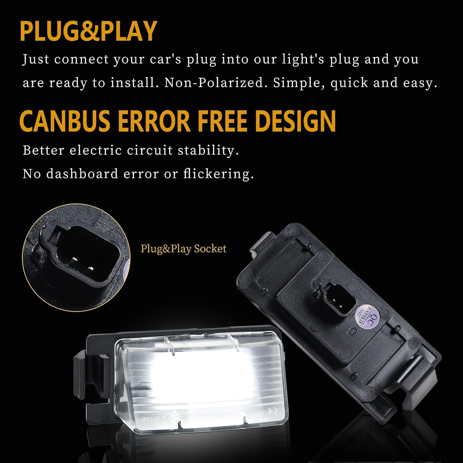 LED License Plate Light for Nissan 350Z 370Z GT-R Versa Cube Leaf & Infiniti G25 G35 G37 Q40 Q60 Tag Lamp Assembly, 6000K White 2PCS image number 1