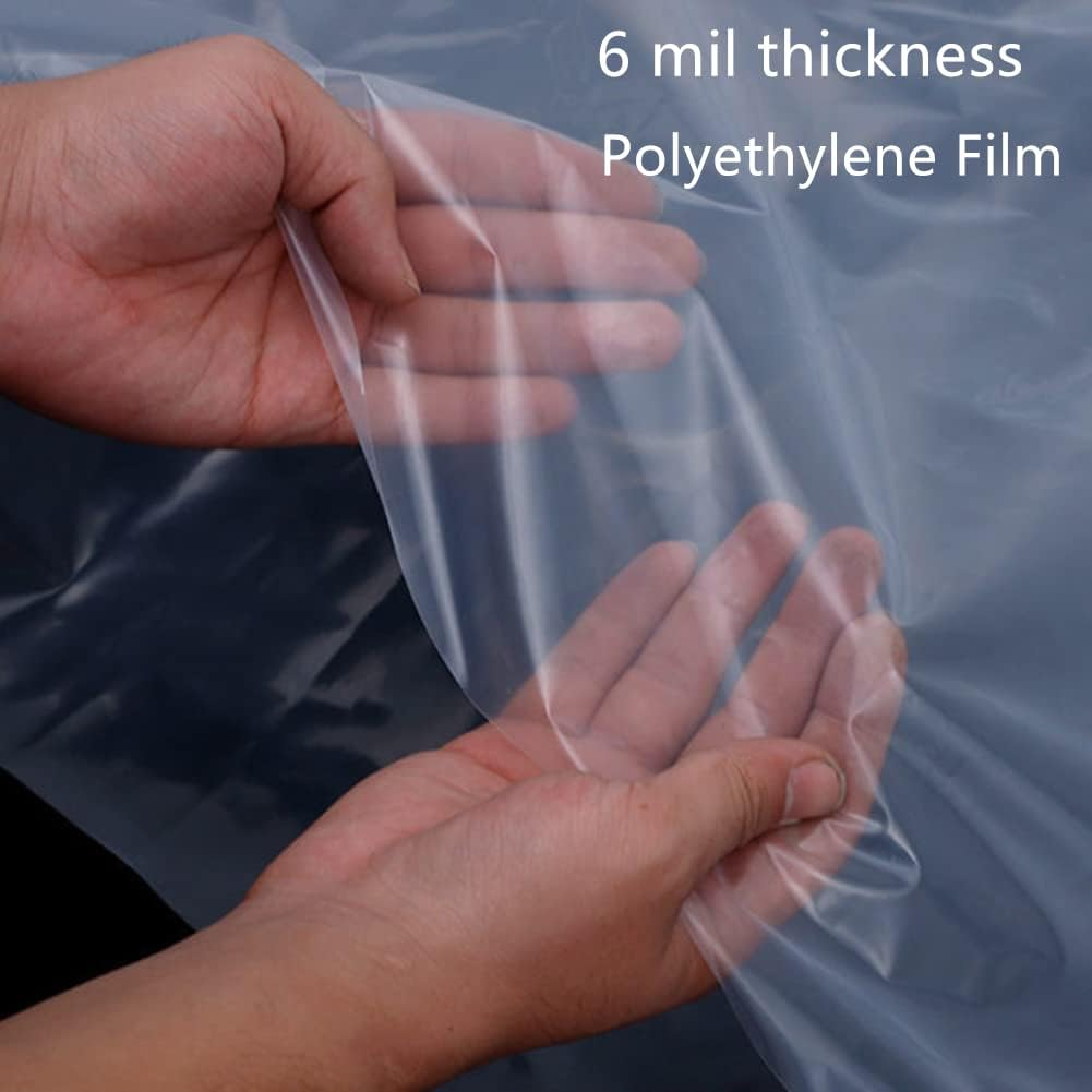 Plastic Greenhouse Film Sheeting Cover Hoop House Cover 6 Mil Thickness Greenhouse Polyethylene Film Garden Plant Cover Sheeting Freeze Frost Protection UV Resistant (6.5 Ft X 6.5 Ft)