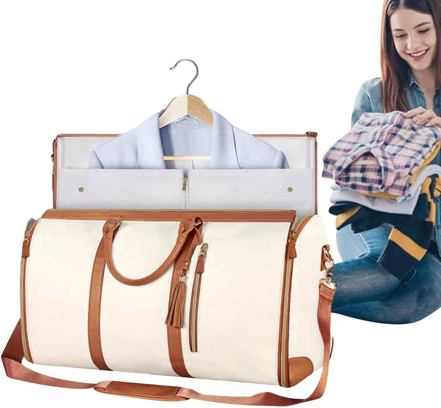 Garment Bag for Travel, Convertible Carry on Garment Bag Garment Bags for Travel,Multifunctional Luggage Garment Bag, Hanging Suitcase Suit Bag - Black image number 4