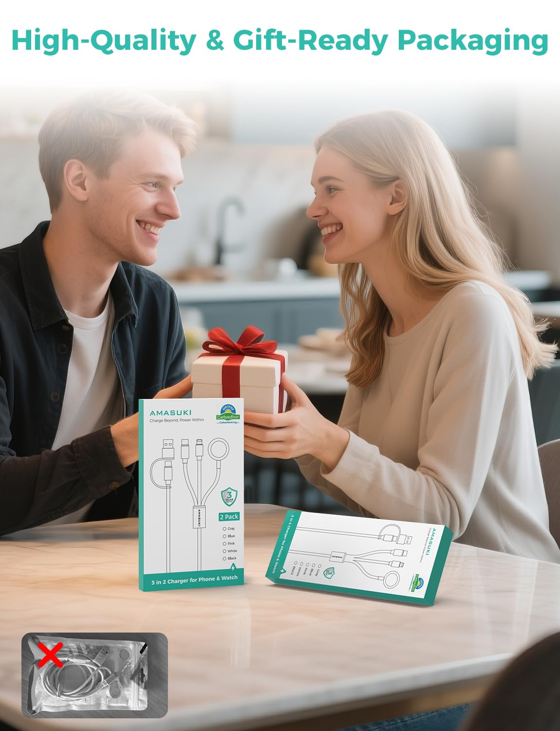 Upgraded 3 in 2 USB C Charger for Apple Watch Charger Iphone Charger USB C Fast Charging Cable Compatible with Iwatch Ultra/Se/9/8/7/6/5/4/3/2/1 & Iphone 15/14/13/12/11/Samsung- 4FT