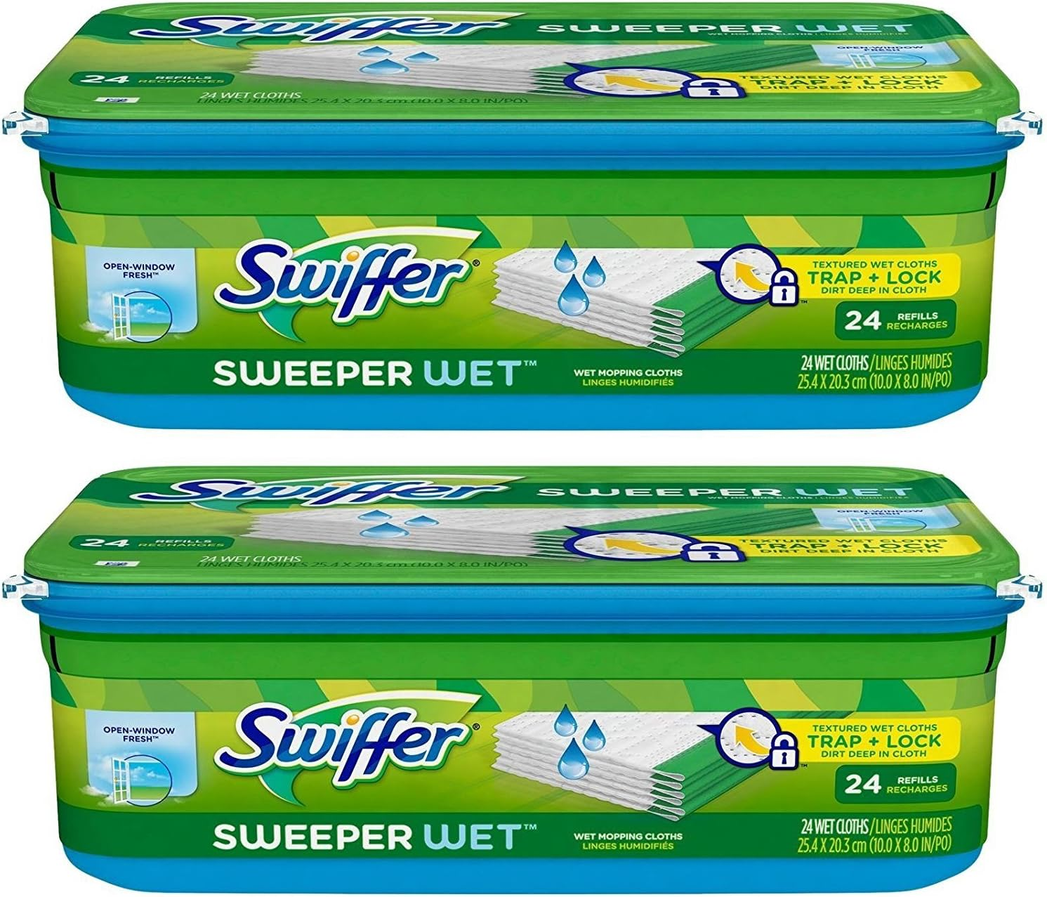 Swiffer Sweeper Wet Mopping Cloth Refill - Open Window Fresh - 24 Wet Cloths - 2 Pk