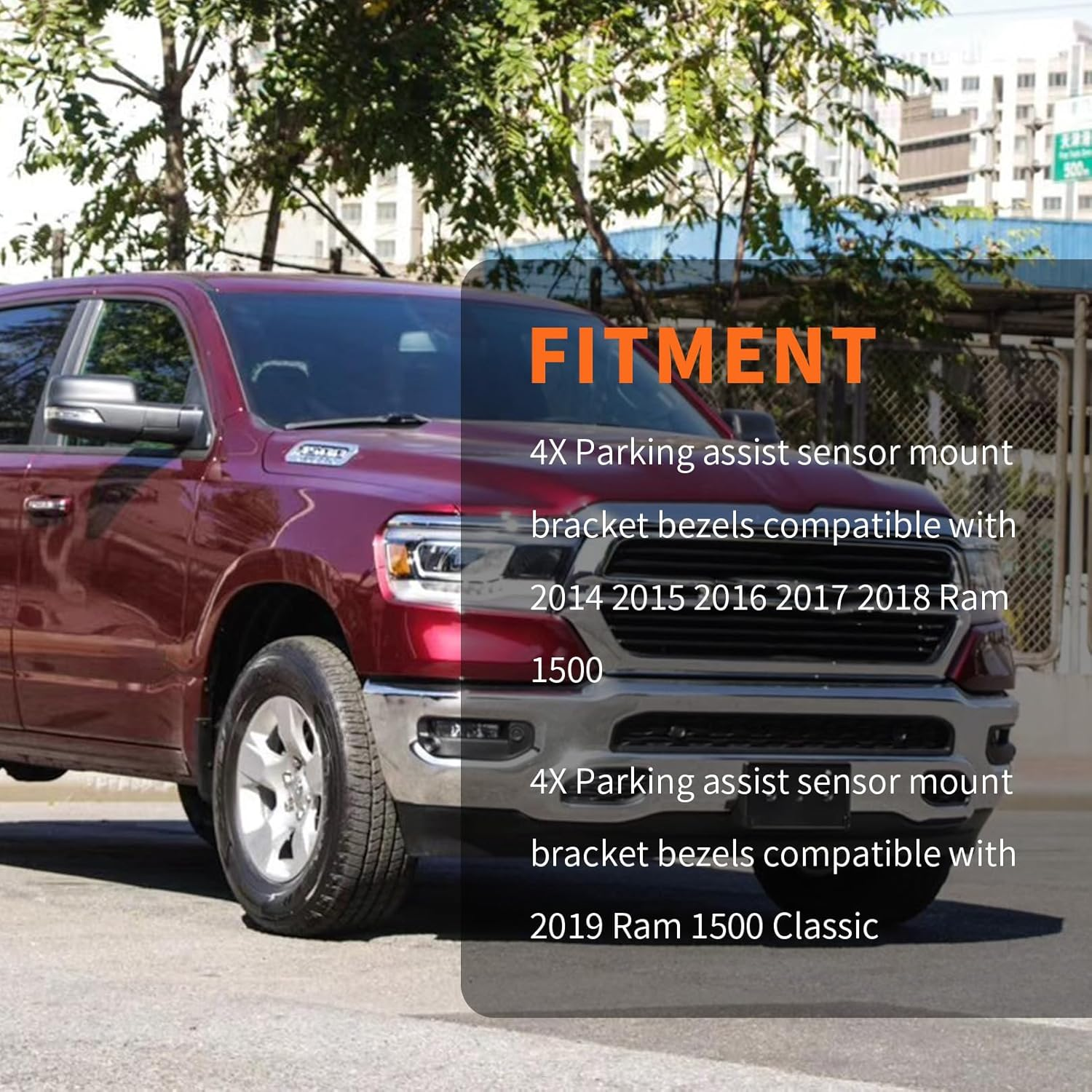 Aspaton 4X Parking Assist Sensor Mount Bracket Bezels Compatible with Ram 1500 2500 3500 5LS52TZZAA 2014-2019 image number 6