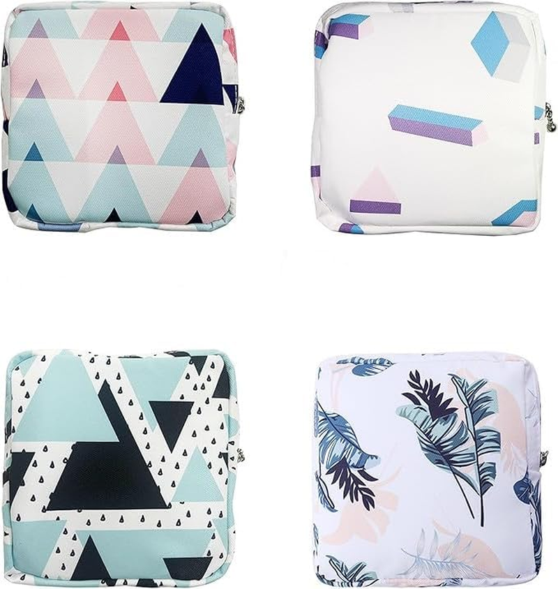 Sanitary Napkin Storage Bags, Period Pad Pouch, 4-Piece Sanitary Napkin Organizer Bag Period Pad Pouch,Period Bag Sanitary Napkin Storage Bag Tampon Bag Tampon Pad Bag for Women and Girls