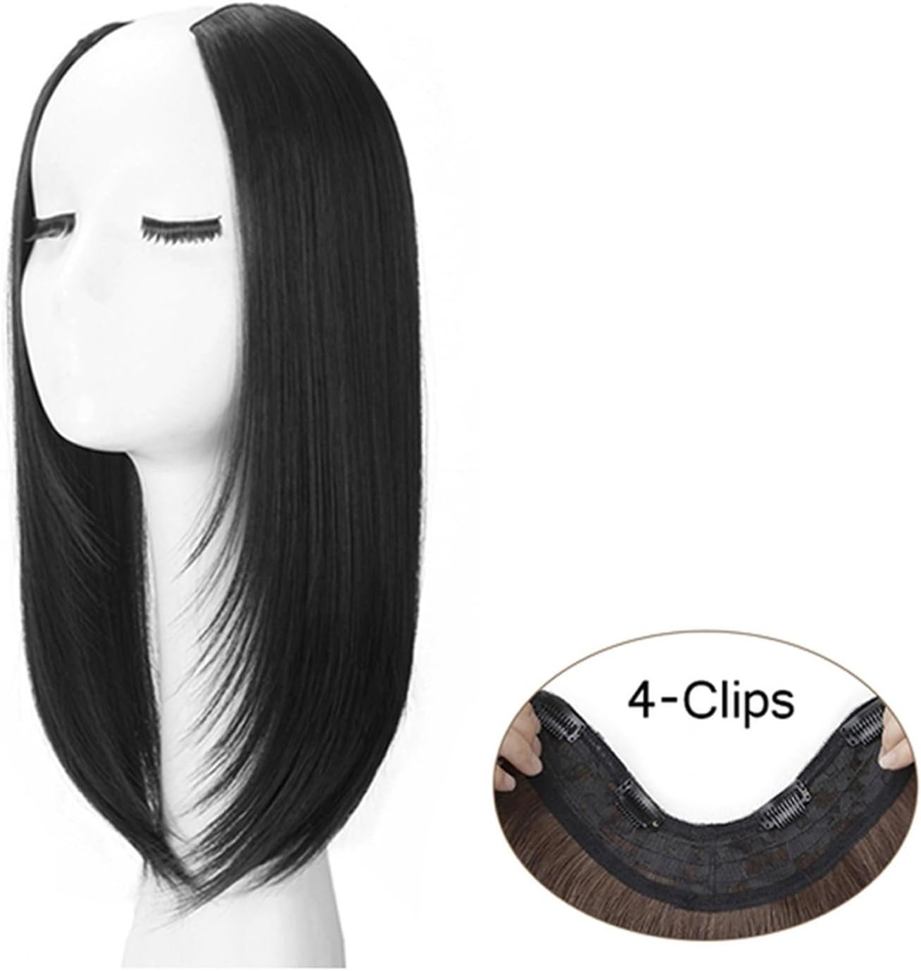 Synthetic Hair Extensions Clip in Hair Extenstion Invisible U-Type Short Straight Extension Women Hairpieces Half Wig(Coffee Colour) image number 5