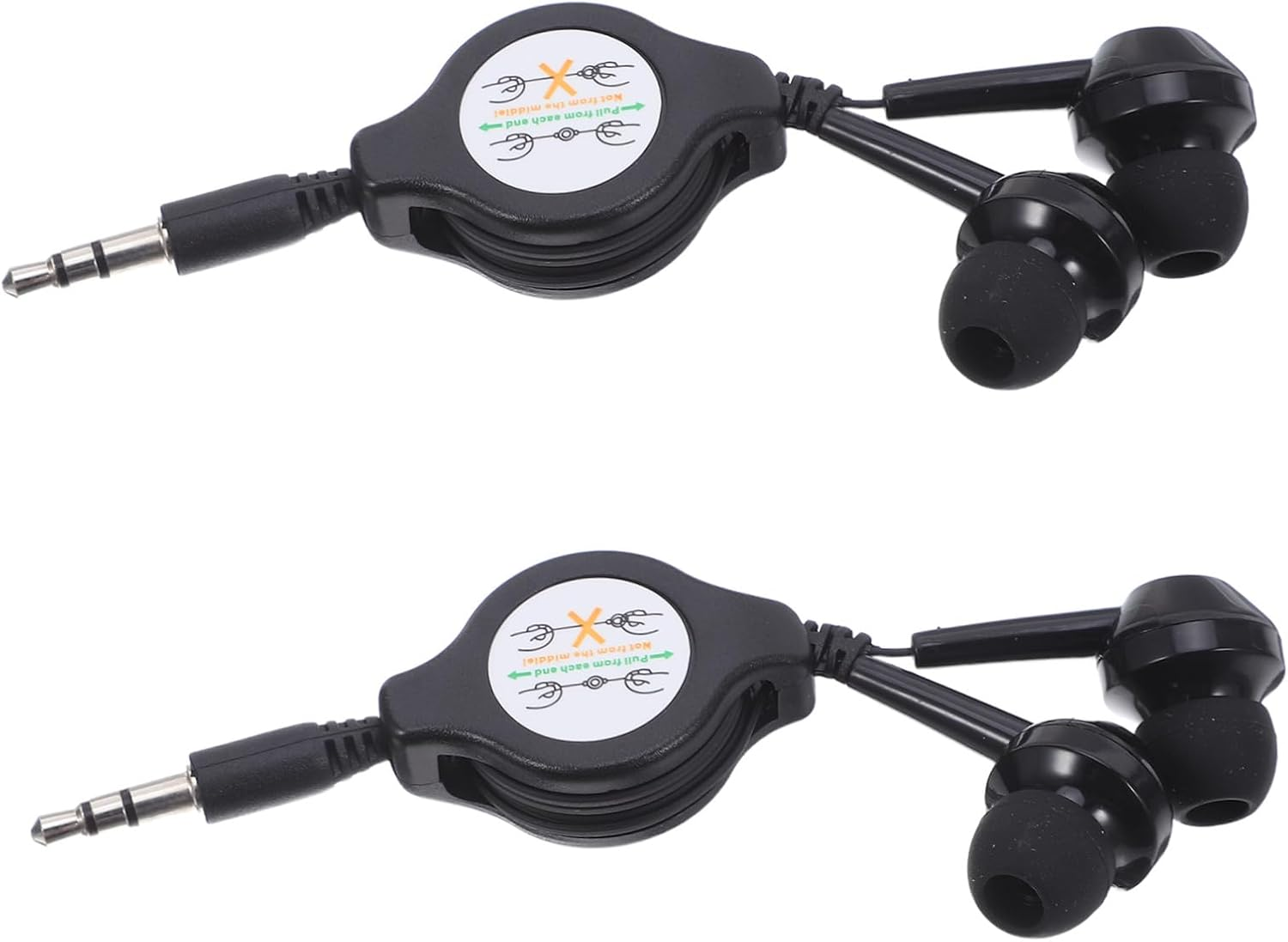 FELTECHELECTR 2Pcs Double Retractable Earbuds Wired Headphones Ergonomic In-Ear Earphones for Adults Portable High-Fidelity Sound Earphone for Study Sports Travel image number 6