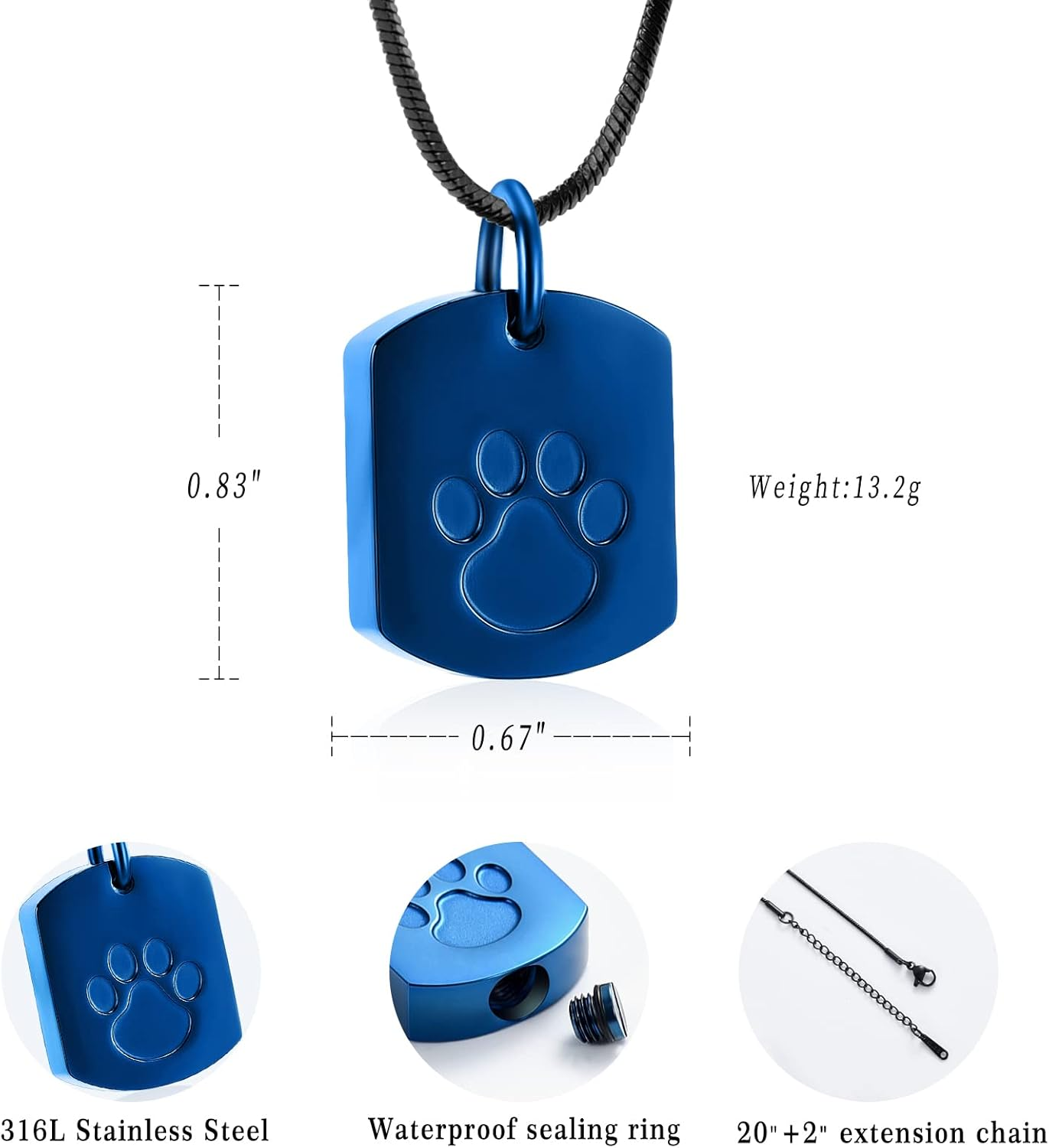Minicremation 3PCS Pet Cremation Jewelry Paw Print Urn Necklace for Ashes for Dog'S Cat'S Keepsake Urn Pendant with Filling Kit image number 5