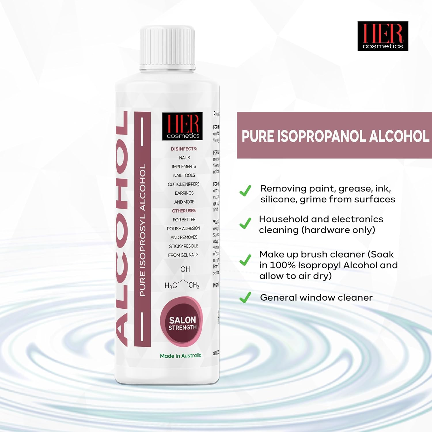 100% Pure Acetone Gel Acrylic Nail Polish Soak off Remover 250Ml and 100% Pure Isopropyl Alcohol IPA Cleaner & Rubbing Alcohol 250Ml | Heavy-Duty Multi-Purpose Cleaner & Disinfectant image number 6