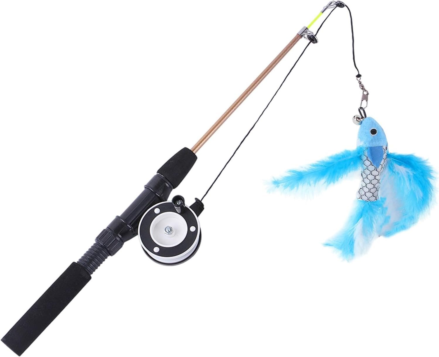Lmyit Fishing Pole Cat Toy,Retractable Cat Wand Toy for Indoor Cats - Interactive Cat Toys Kitten Exercise Toys with 2-Section Fishing Pole for Indoor Outdoor Cats image number 3