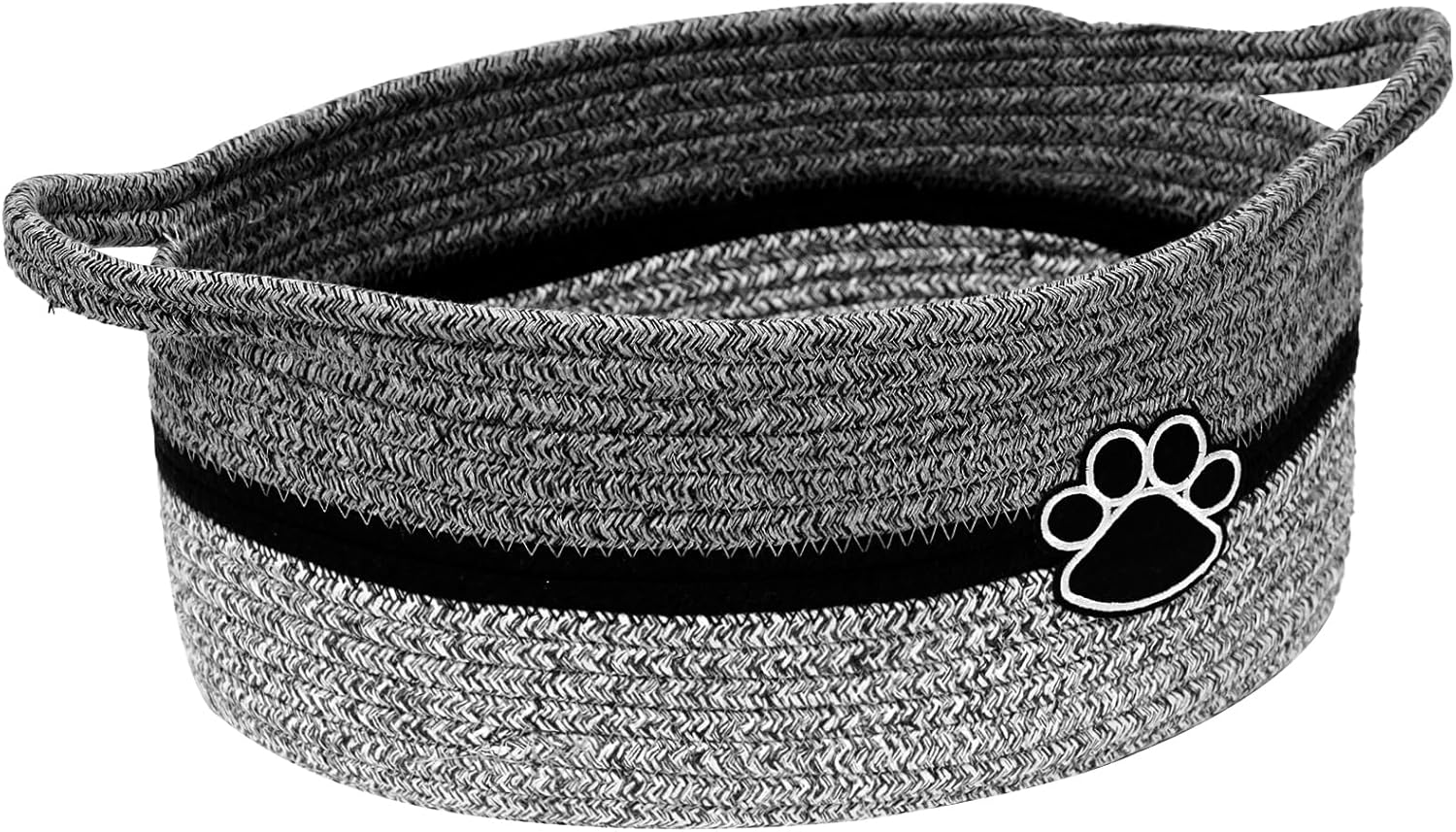 Small Woven Baskets for Organizing Rope Storage Basket with Handle Cute Cotton Nursery Gift Dog Toy Bins Organizer-Light Beige