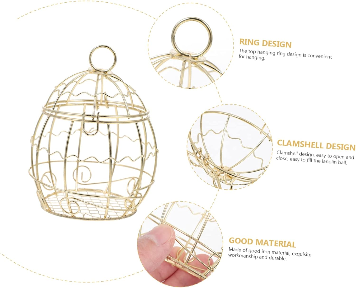 OFFSCH 12Pcs Hanging Suet Balls Holder Iron Wire Bird Feeder for Outdoor Use Durable Suet Feeder for Wild Birds for Garden and Backyard Feeding Stations image number 6