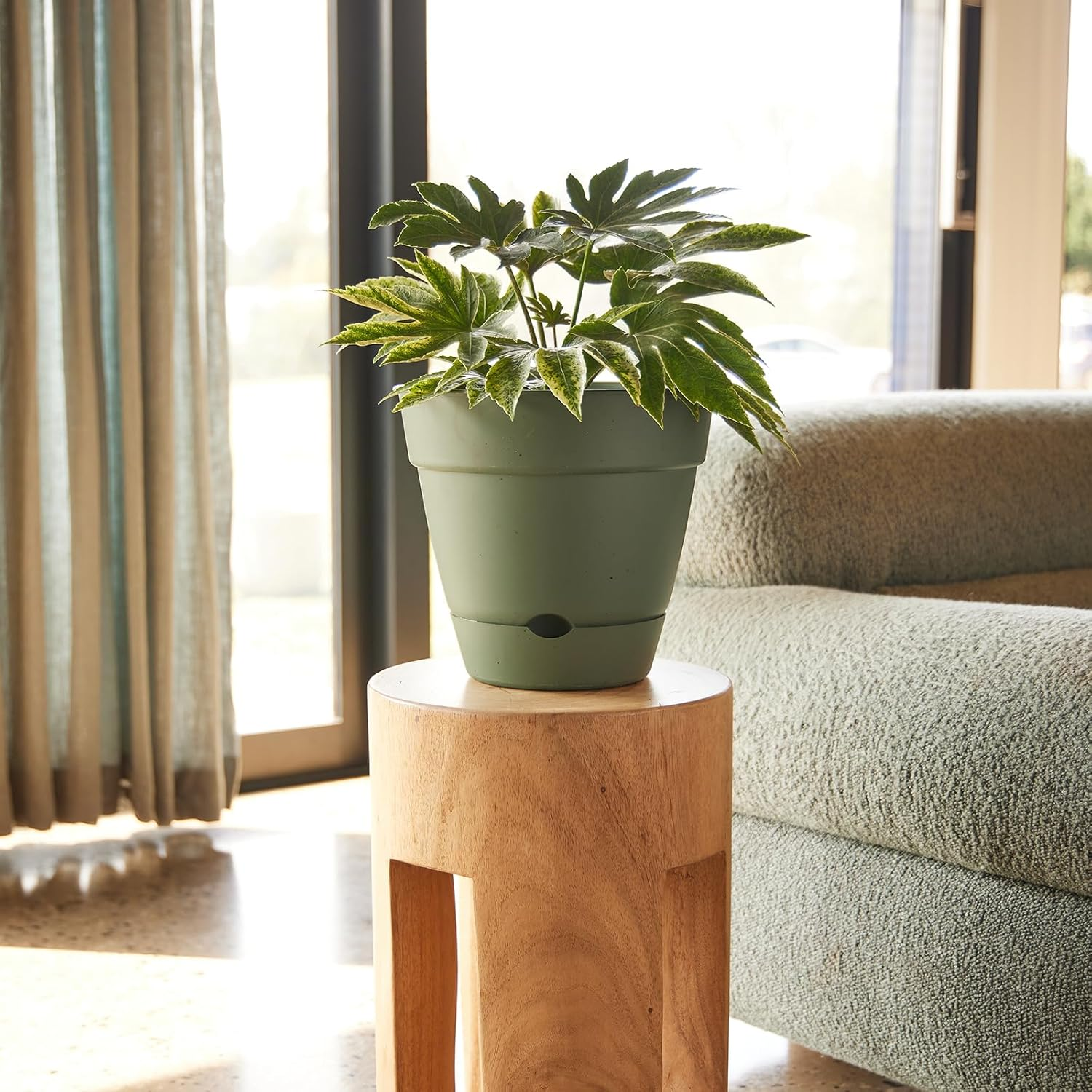 Northcote Pottery Leonard Self-Watering Pot, 31 X 27 Cm Size, Green - Sage image number 6