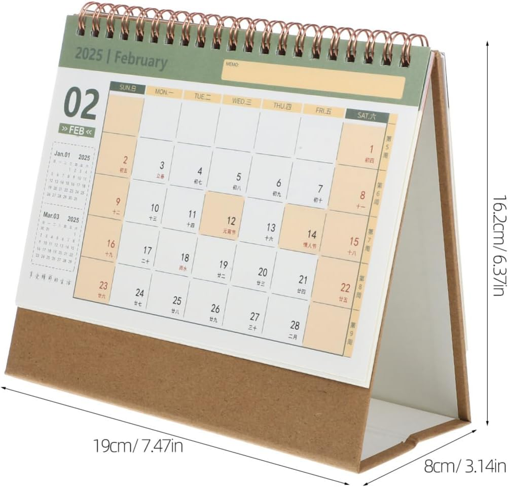 KALLORY Desk Calendar 2025-2026 Monthly Desktop Calendar 2025 Standing Flip Calendar Standing Desk Calendar Planning Calendar for Home Office School