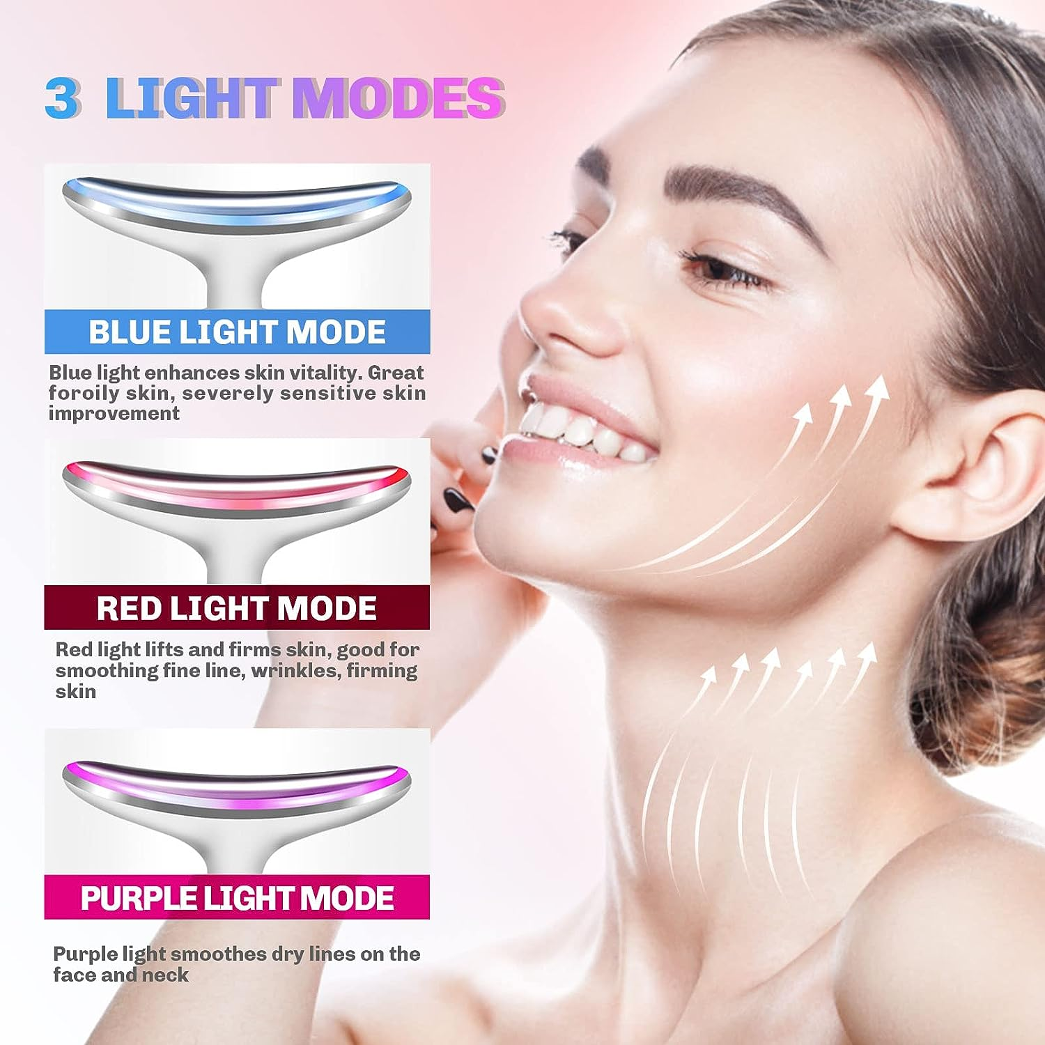 Neck Face Massager, 3 Lights Modes Face Lifting Device, Portable Neck Firming Device, Suitable for Both Men and Women to Use at Home image number 3