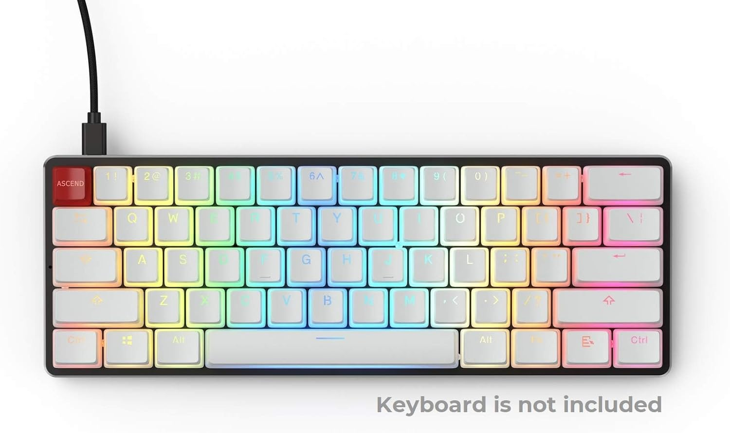Glorious Aura V1 (White) Pudding Keycaps - Double Shot PBT Translucent for Mechanical Keyboards, 104 Key Set, TKL, Compact Compatible, English (US) Layout (Aura (White)) image number 5