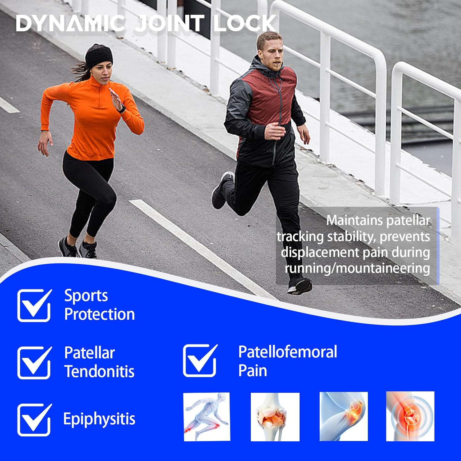 Knee Brace with Rotating Buckle & Silicone Gel Pad - Adjustable Open-Patella Knee Support for Arthritis Pain Relief, Meniscus Tear Recovery, Running Knee Protection Right-M