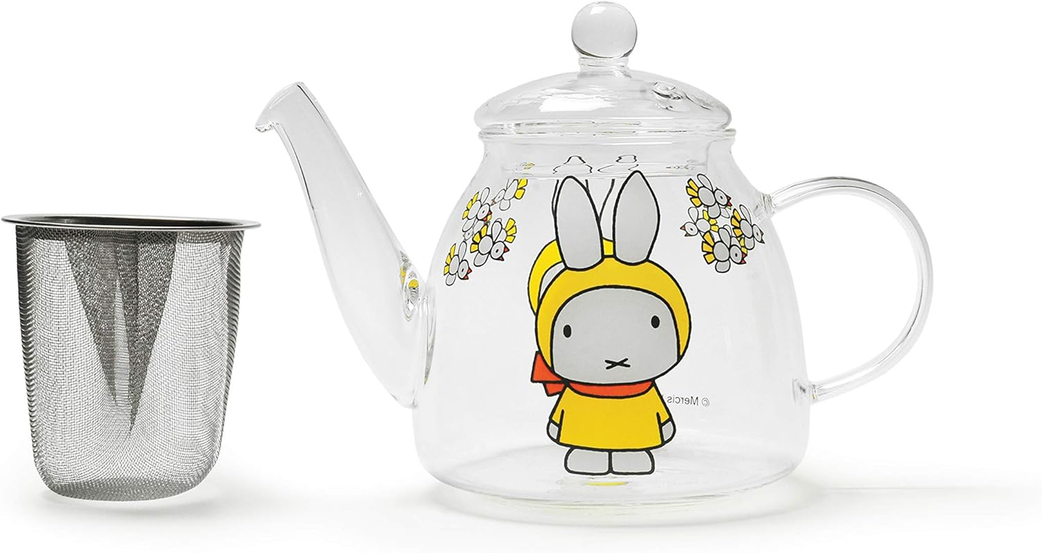 Space Joy 8644008MS Miffy Pot, Heat-Resistant Glass, Transparent, 16.9 Fl Oz (500 Ml), Miffy & Strawberry
