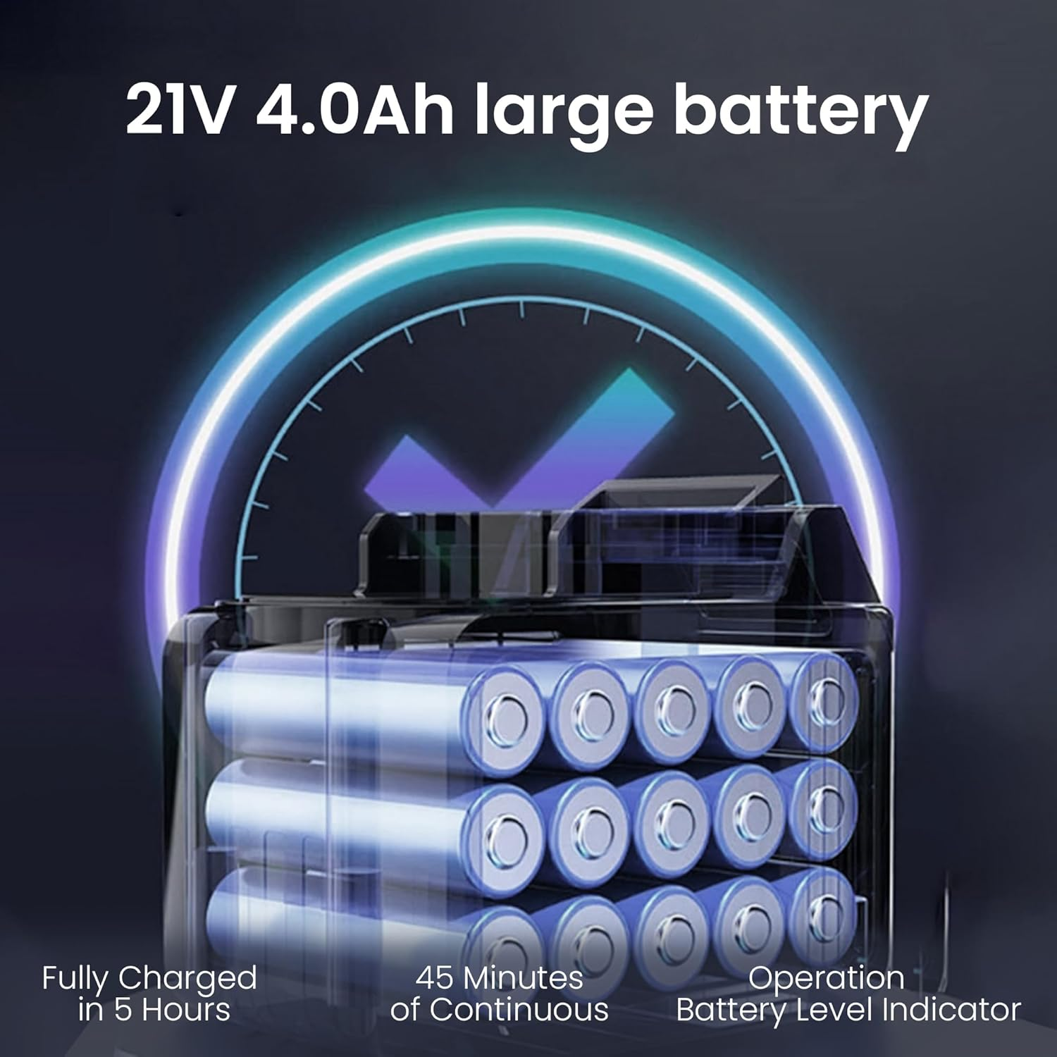 ROWNYEON Portable Cordless Pressure Washer, 1100PSI Pressure Washer with 4.0Ah Battery, Brushless Motor, 3 Levels Pressures, Foam Cannon & 6-In-1 Nozzle, for Car Yard Garden Cleaning (Black) image number 2