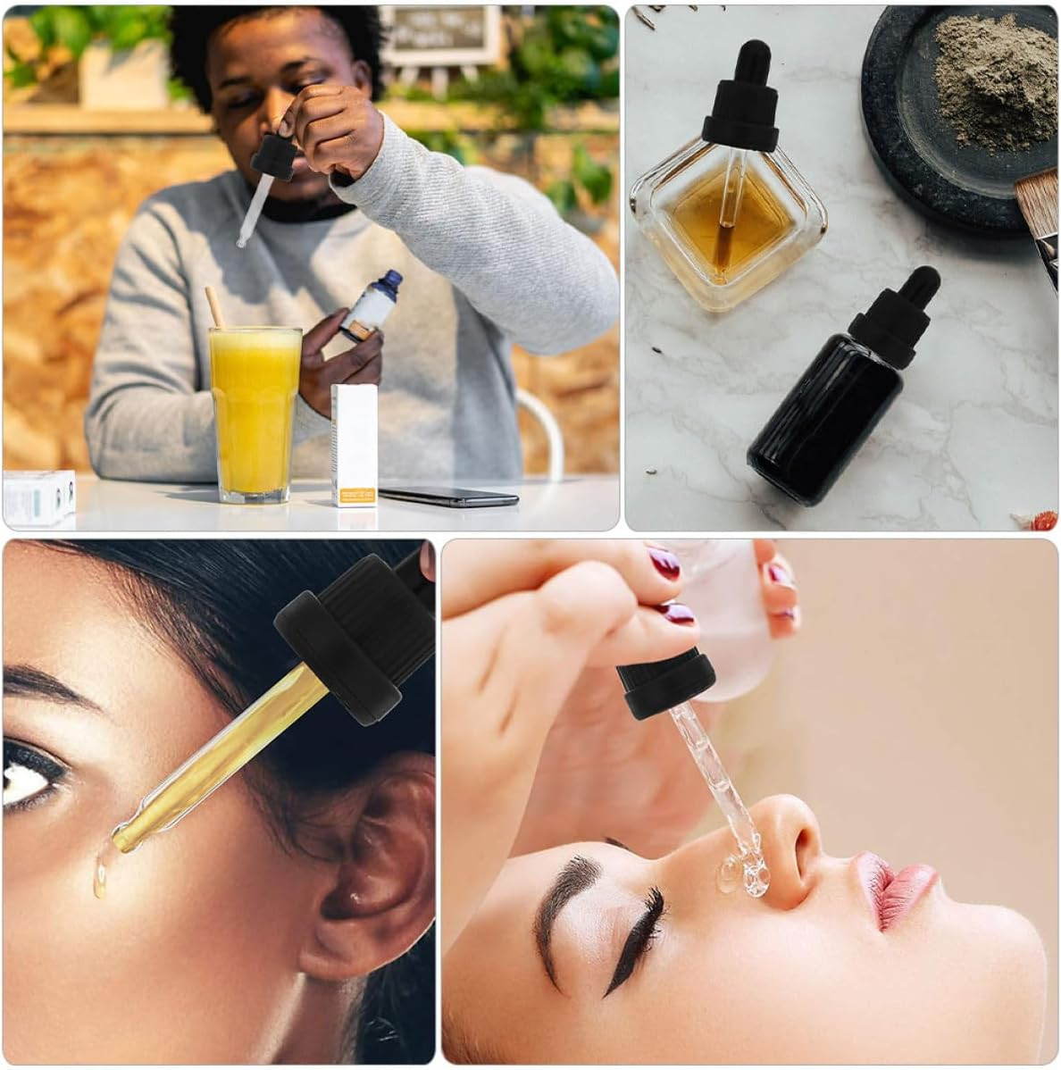 OFFIGAM 10 Sets Essential Oil Bottle Droppers with Safe Black Plastic Caps and Black Silicone Tops, Compatible with 15Ml 64Mm Glass Bottles, Oil Dropper Accessories for Beauty and Personal image number 4