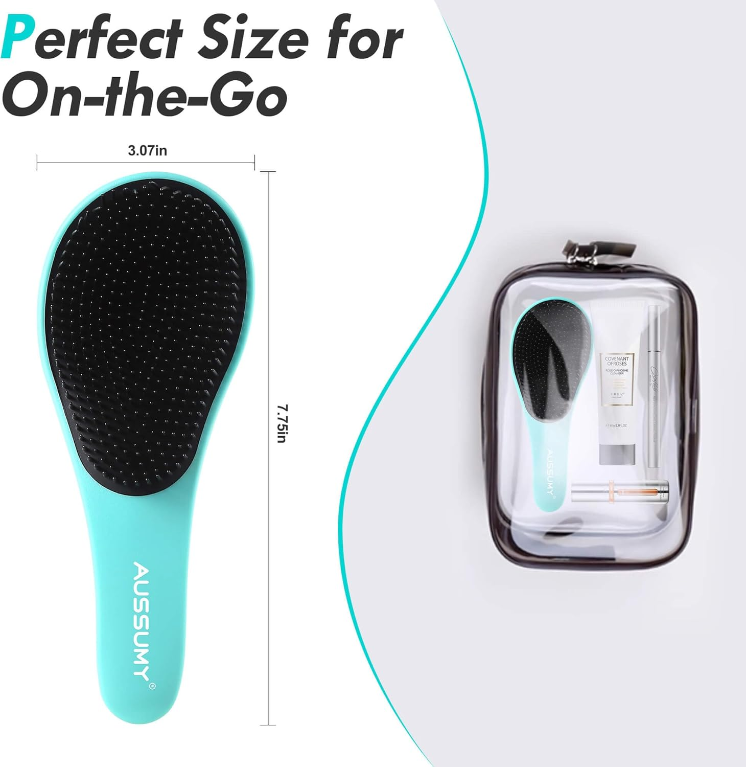 Aussumy Detangling Hair Brush Set - 2 Pack Detangler Hairbrush with Ultra Soft Bristles for Effortless Tangle Removal - for Dry Wet Damaged Curly Hair for Men Women Girls Boys Kids - Black & Green