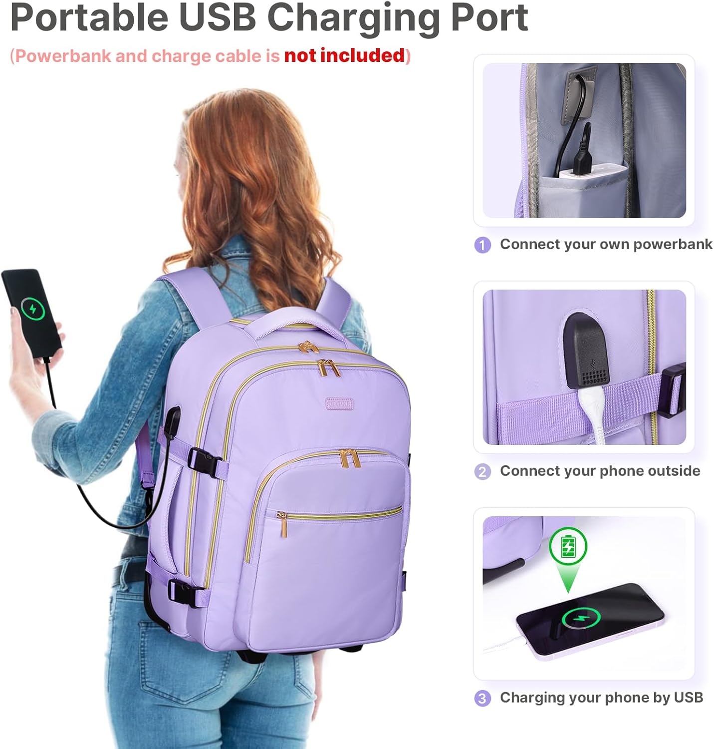 DEVPNR Rolling Backpack for Women, 17Inch on Laptop Travel Backpack with Wheels, under Seat Airplane, Overnight Business Bag image number 2