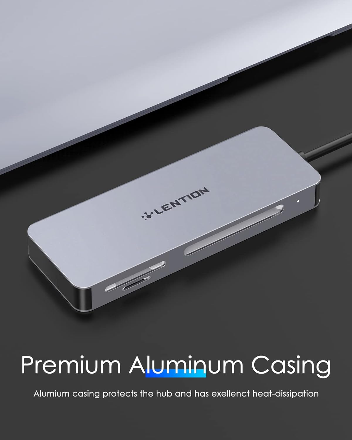 LENTION USB 3.0 to Cf/Sd/Micro SD Card Reader, SD 3.0 & CF Type I Memory Card Adapter Compatible Macbook Air/Pro, Surface Book/Pro, Chromebook, More, Stable Driver Certified (CB-H12, Space Gray) image number 2