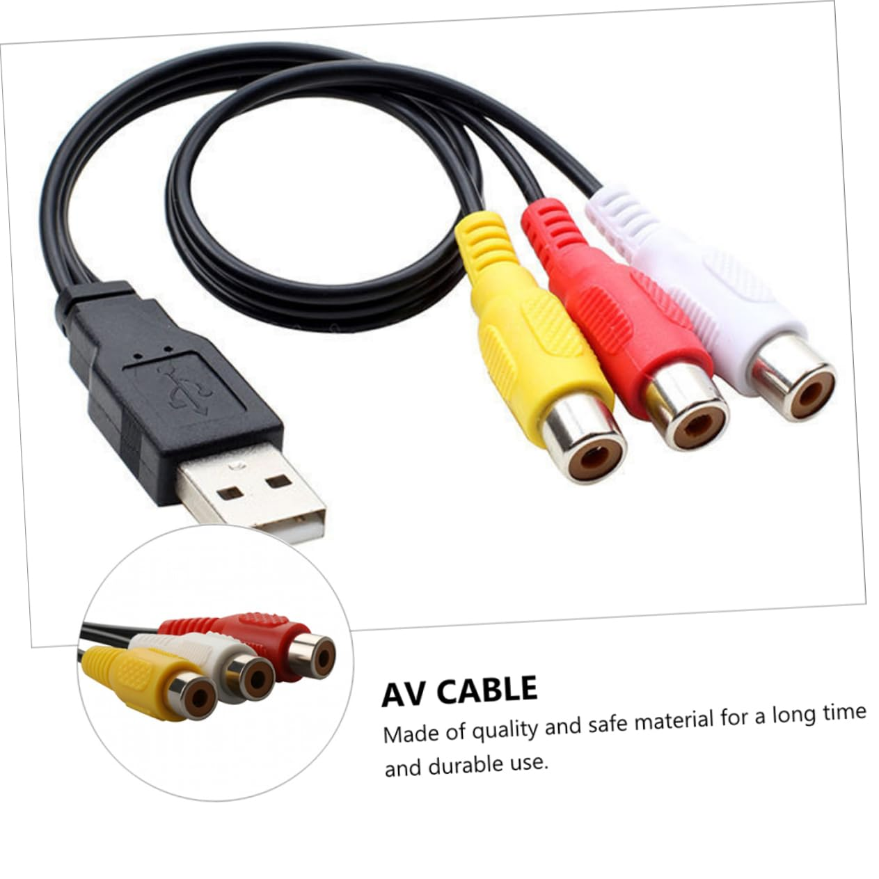 Jojofuny USB to 3Rca Audio Video Cable 2Pcs Set-Top Box Accessory 0.3M Connector Cable for Home Theater and Tv System image number 2