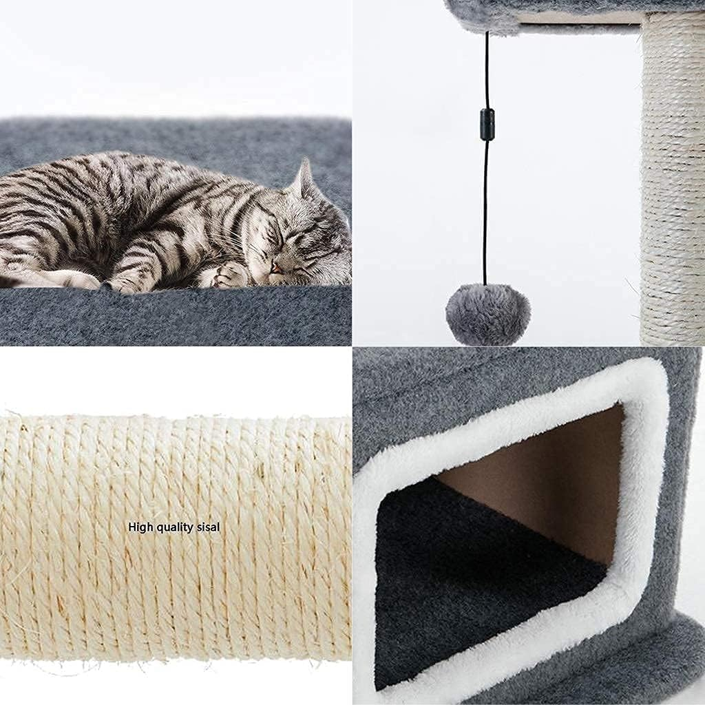 Double Litter Cat Tree Simple Cat Tower Scratching Cat Condo Furniture Scratching Climbing Activity Center Sleeping Bed image number 4