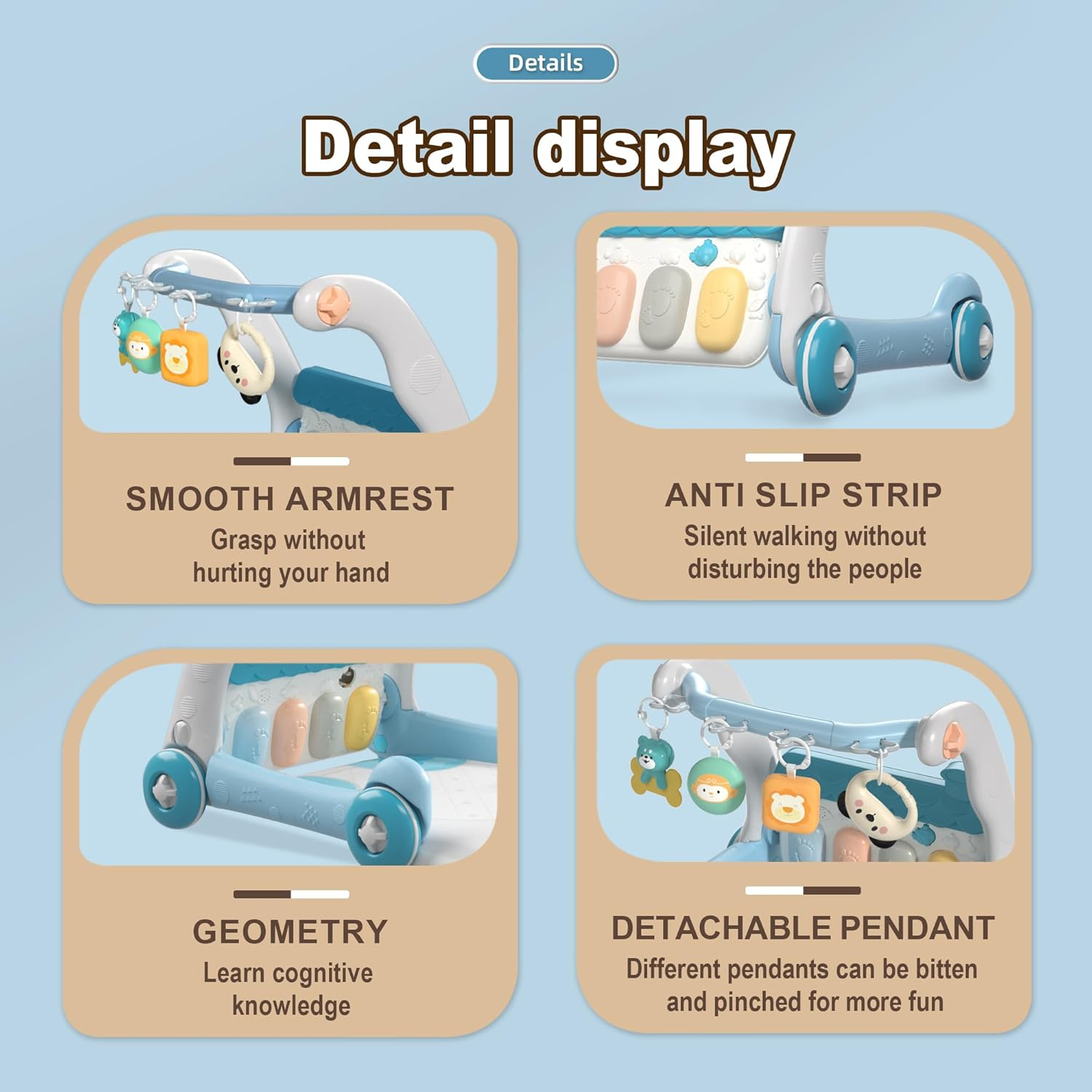 Baby Piano Play Mat & Standing Toy with Musicial and Light (2 in 1) (Blue) image number 4