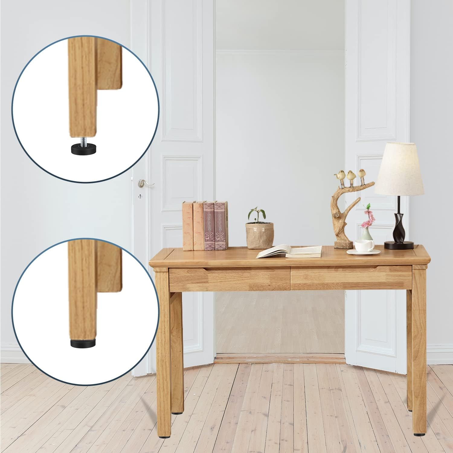 AIEX 1/4" Thread Outer Diameter Furniture Leveling Feet, Adjustable Furniture Levelers with T Nuts Screw in Feet for Furniture Cabinets Sofa Tables Chairs.（16Pcs） image number 4