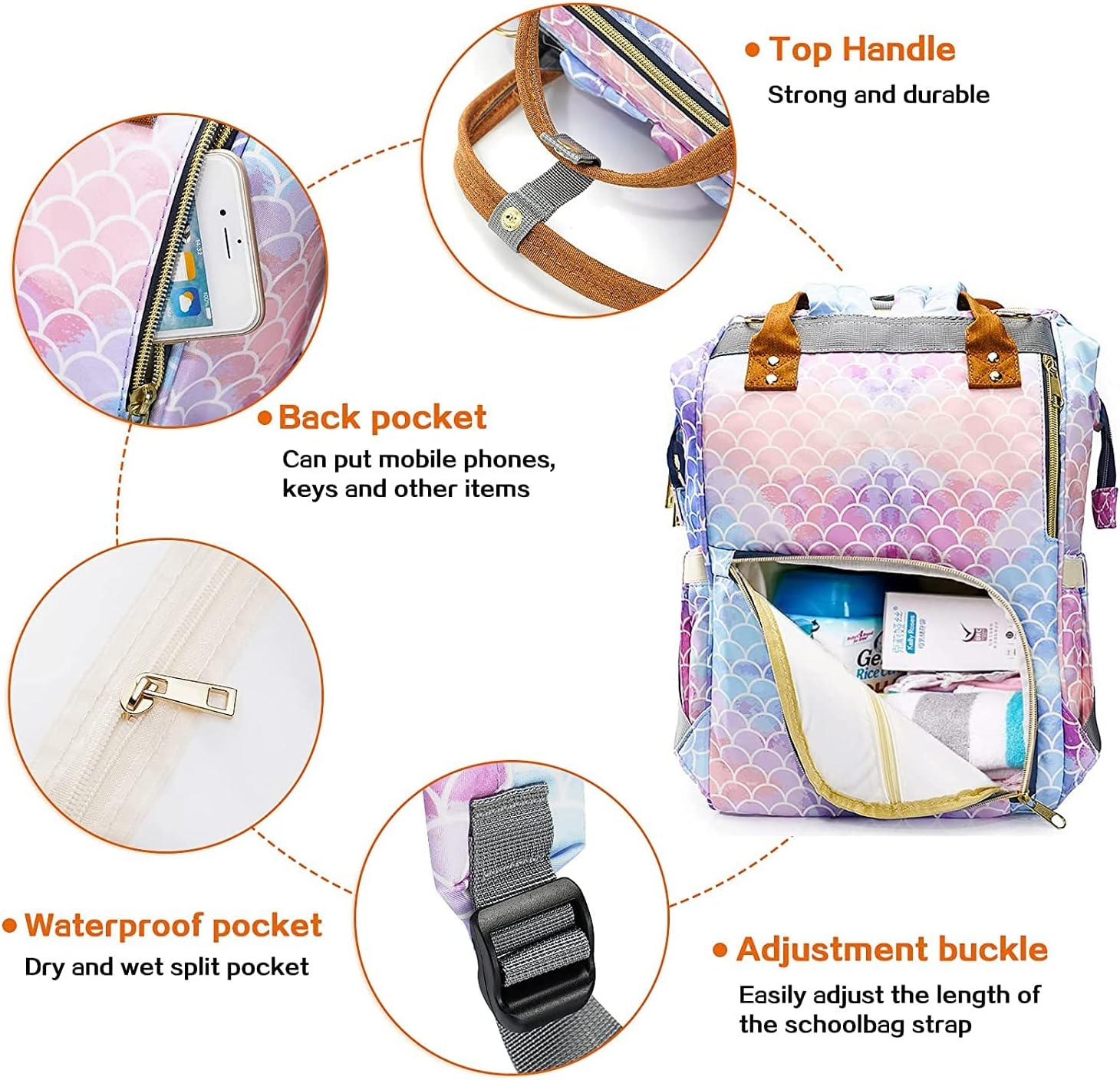 4 in 1 Diaper Bag Backpack Set for Baby Girls Mom Large Capacity Waterproof Baby Care Bag Multi-Function Nappy Bag