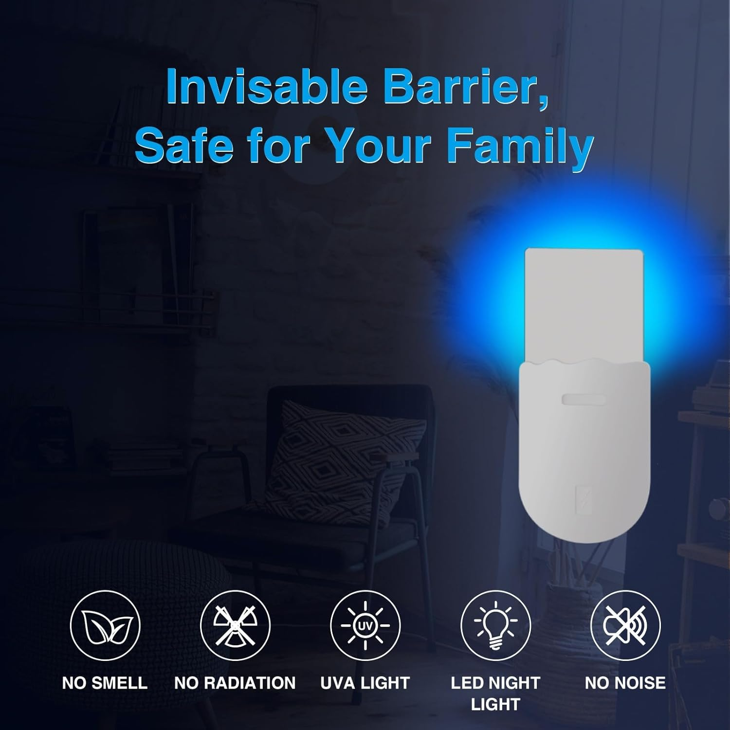 IGGDOQI Flying Insect Trap, 2 in 1 Plug-In Mosquito Killer with Warm Night Light UV Attractant Catcher, for Flies, Fruit Flies, Gnats & Other Flying Insects, 1 Device + 5 Sticky Trap Boards (1Pcs) image number 4