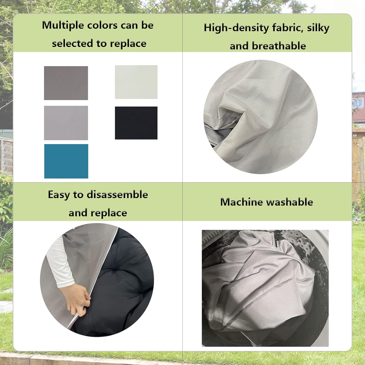 TDHLW Papasan Chair Cushion Covers Only, Outdoor Indoor Cushion Waterproof Slipcover for Papasan Chair Cushion, Removable Zippered Papasan Cushion Cover,Waterproof Dark Gray, Fits a 47-51 Inch image number 3